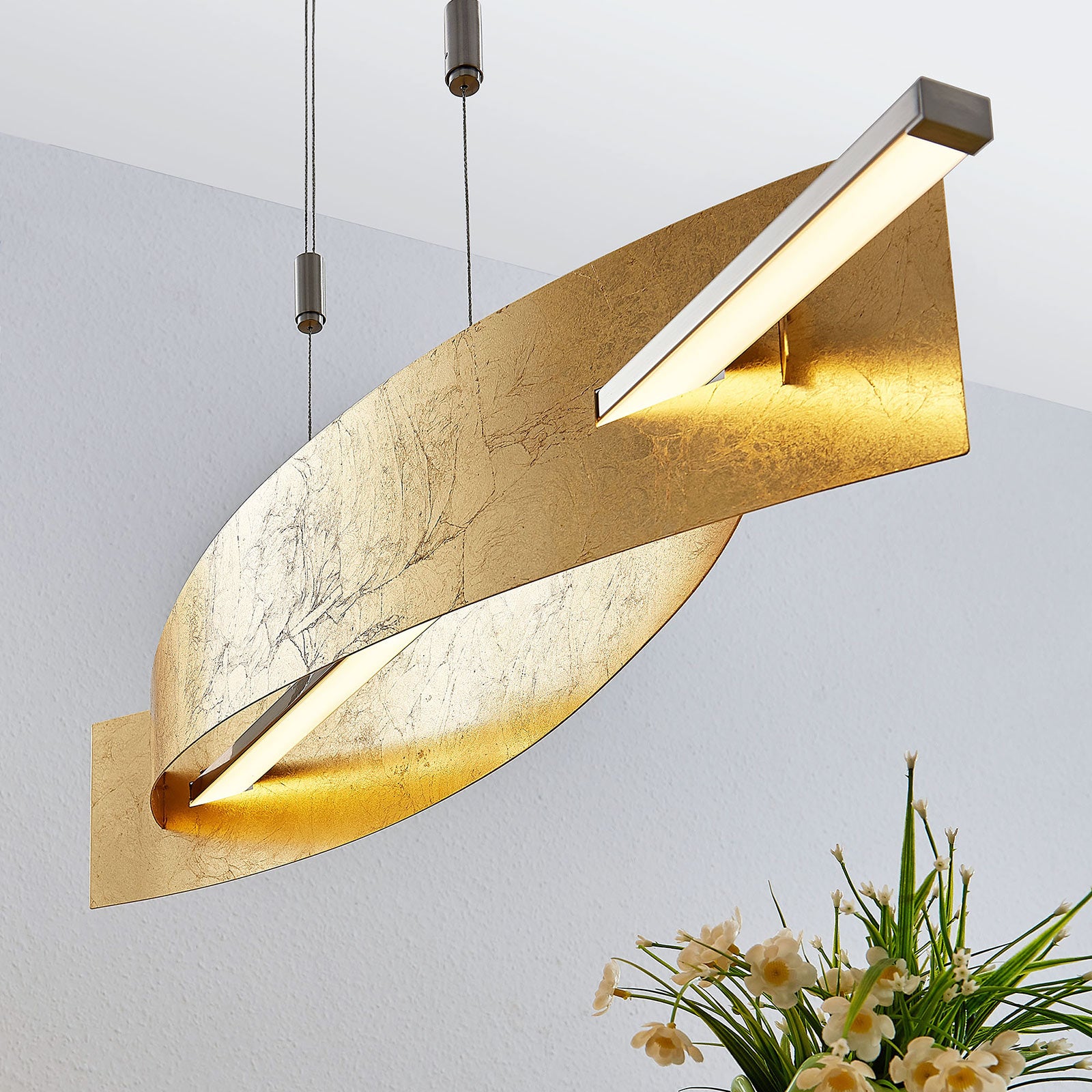 LED pendellampe Marija dimbar gull/sølv 101 cm opphengsdetalj