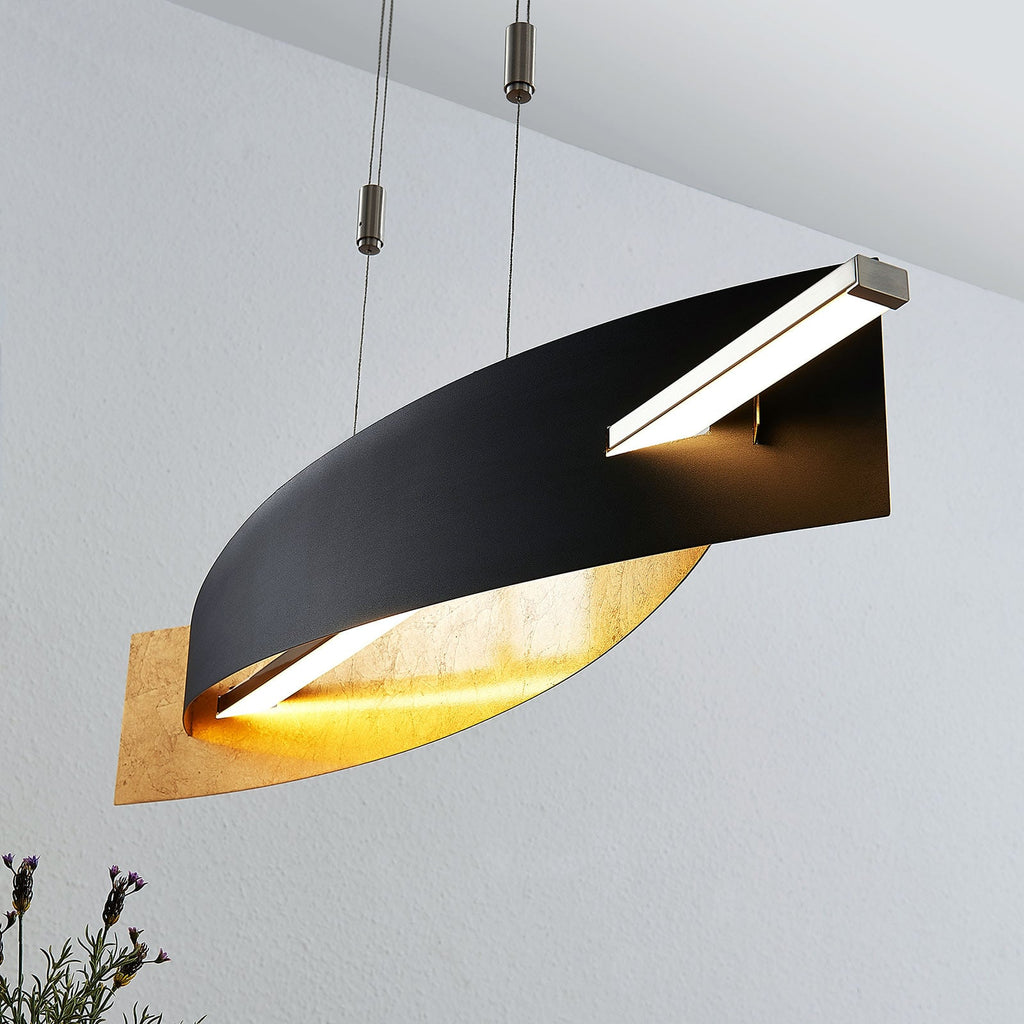 LED pendellampe Marija dimbar svart-gull 101 cm 24W nærbilde av dimmer