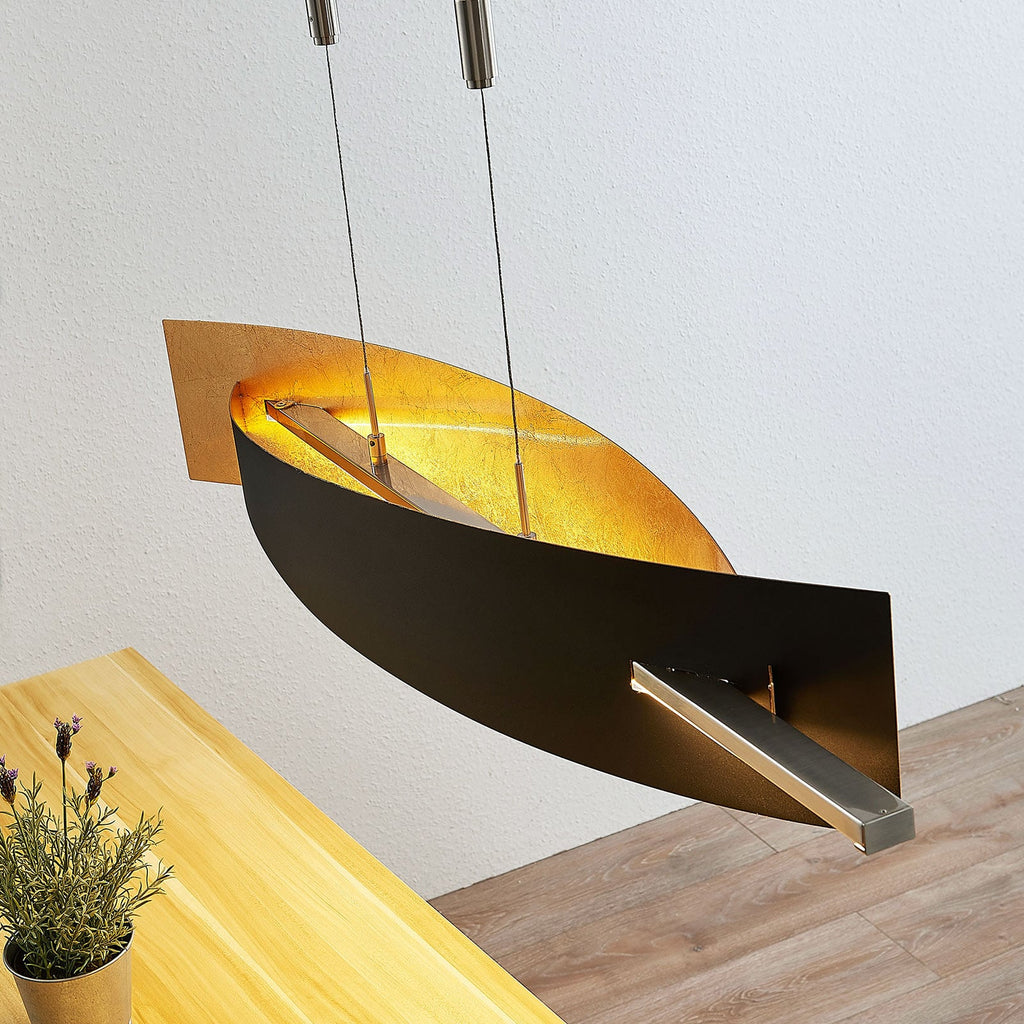 LED pendellampe Marija dimbar svart-gull 101 cm 24W opphengsmekanisme