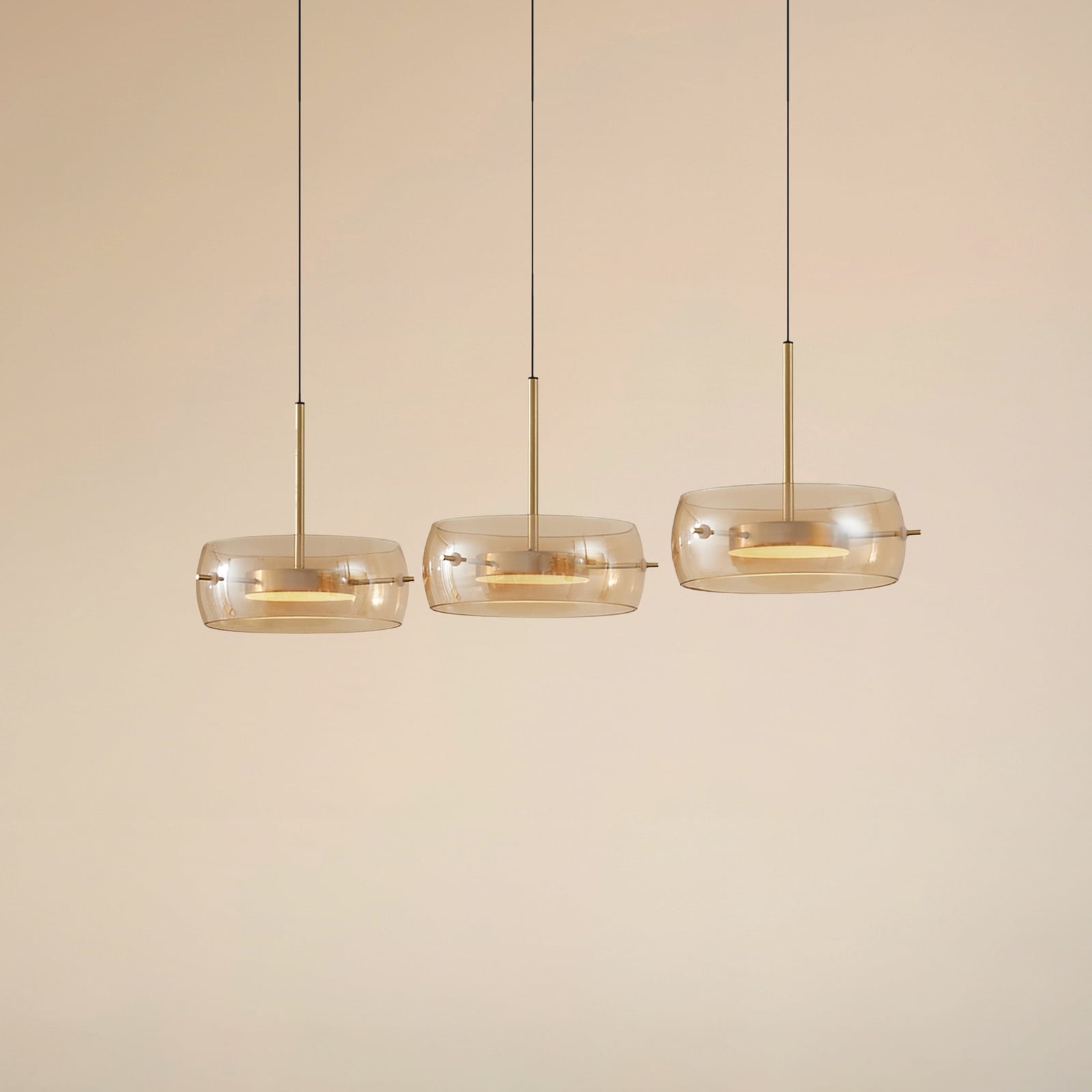 LED pendellampe Martis 3-lys amber dimbar 80 cm forfra