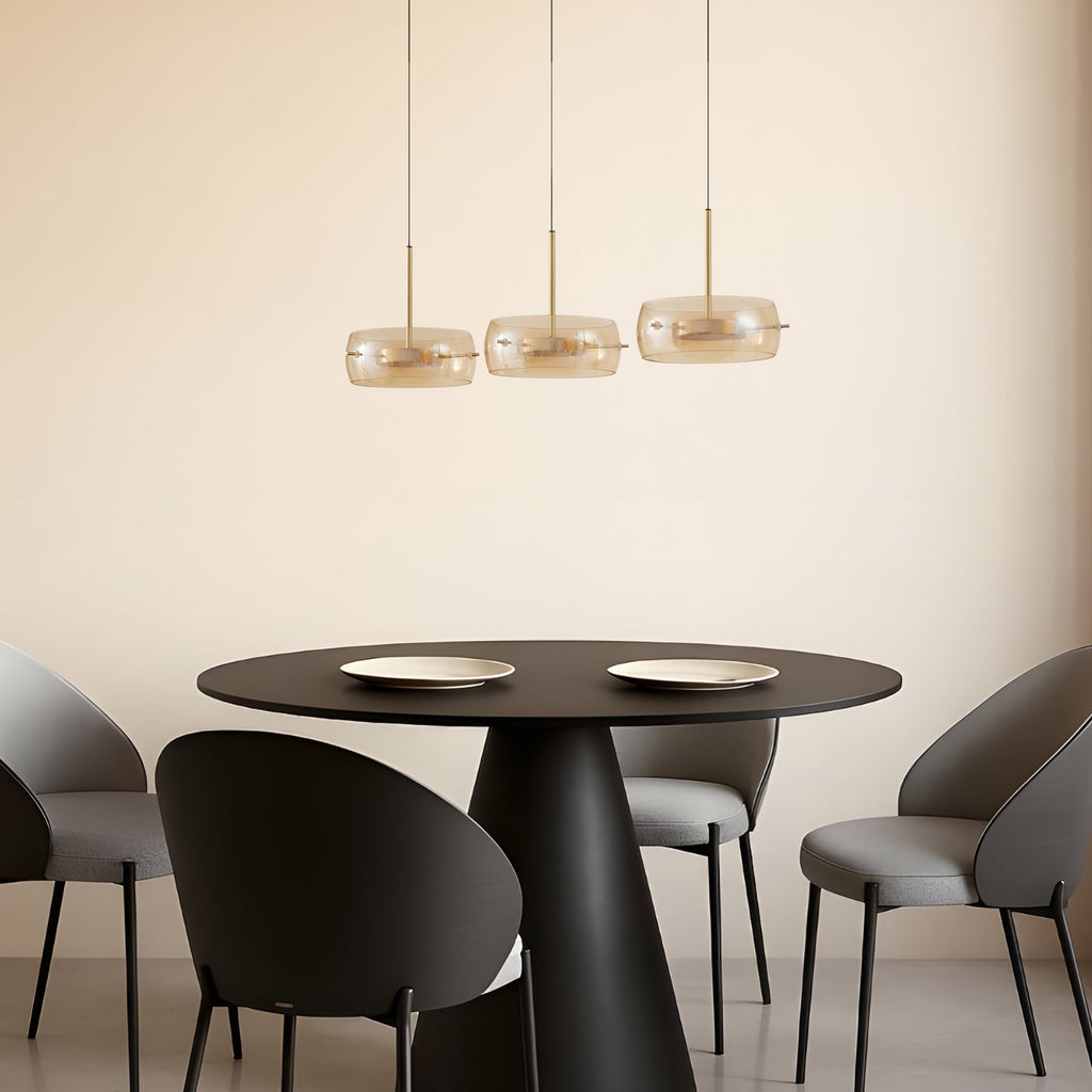 LED pendellampe Martis 3-lys amber dimbar 80 cm montert i rom