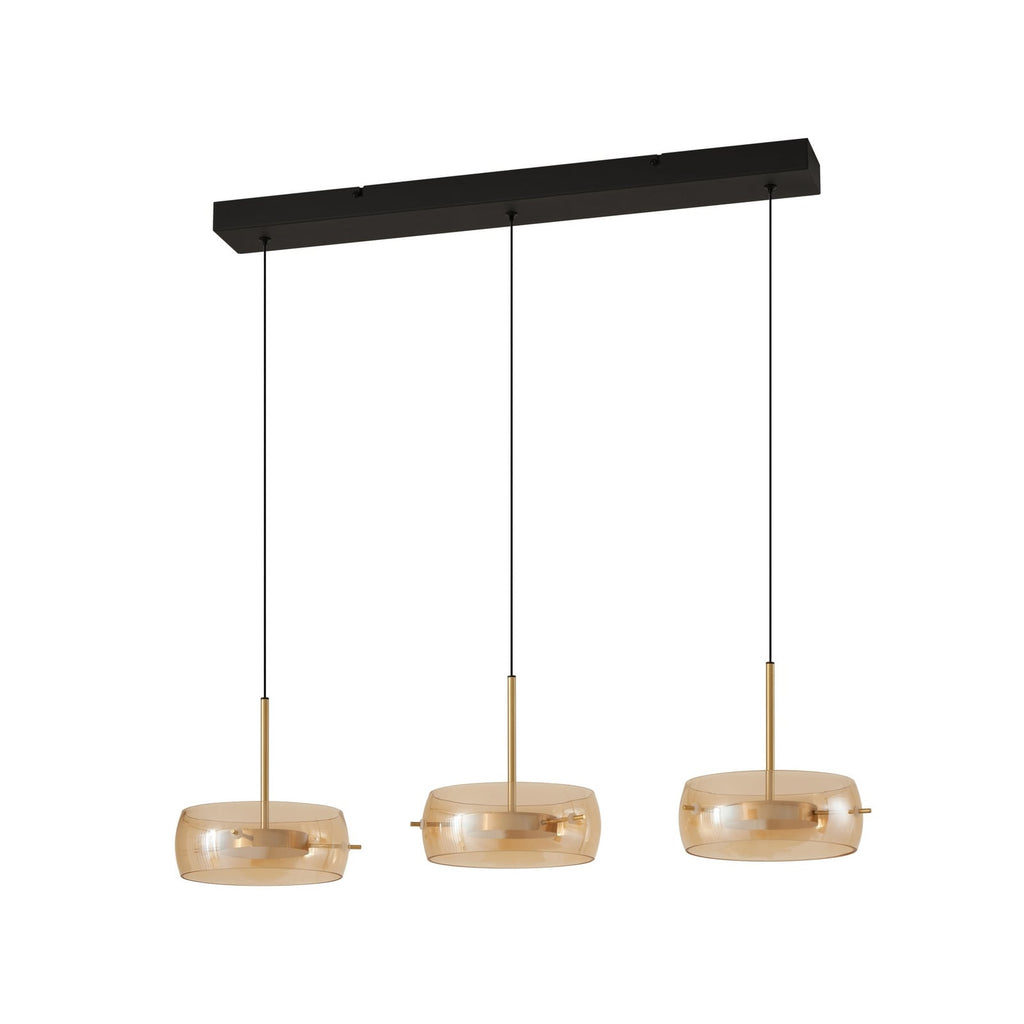LED pendellampe Martis 3-lys amber dimbar 80 cm nærbilde av lyspærer