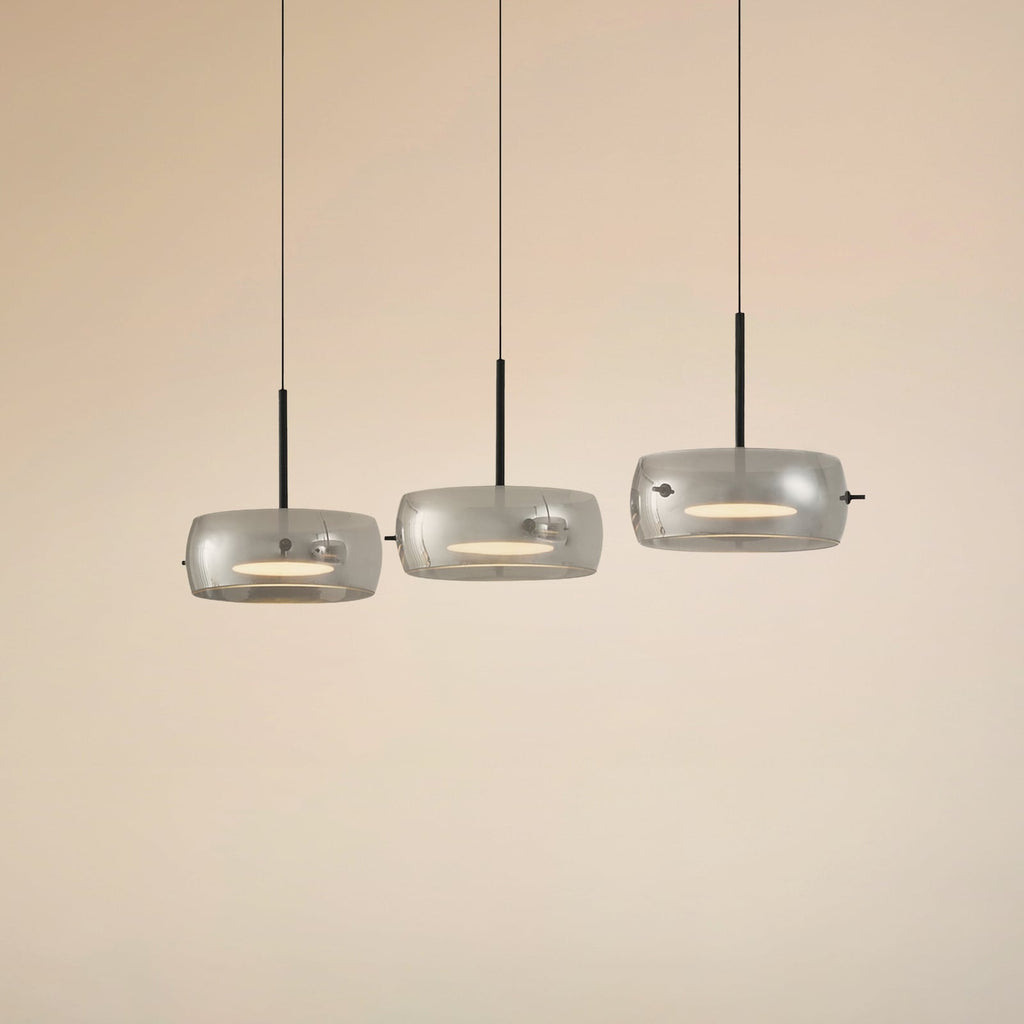 LED pendellampe Martis 3-lys svart glass step-dim 80 cm forfra