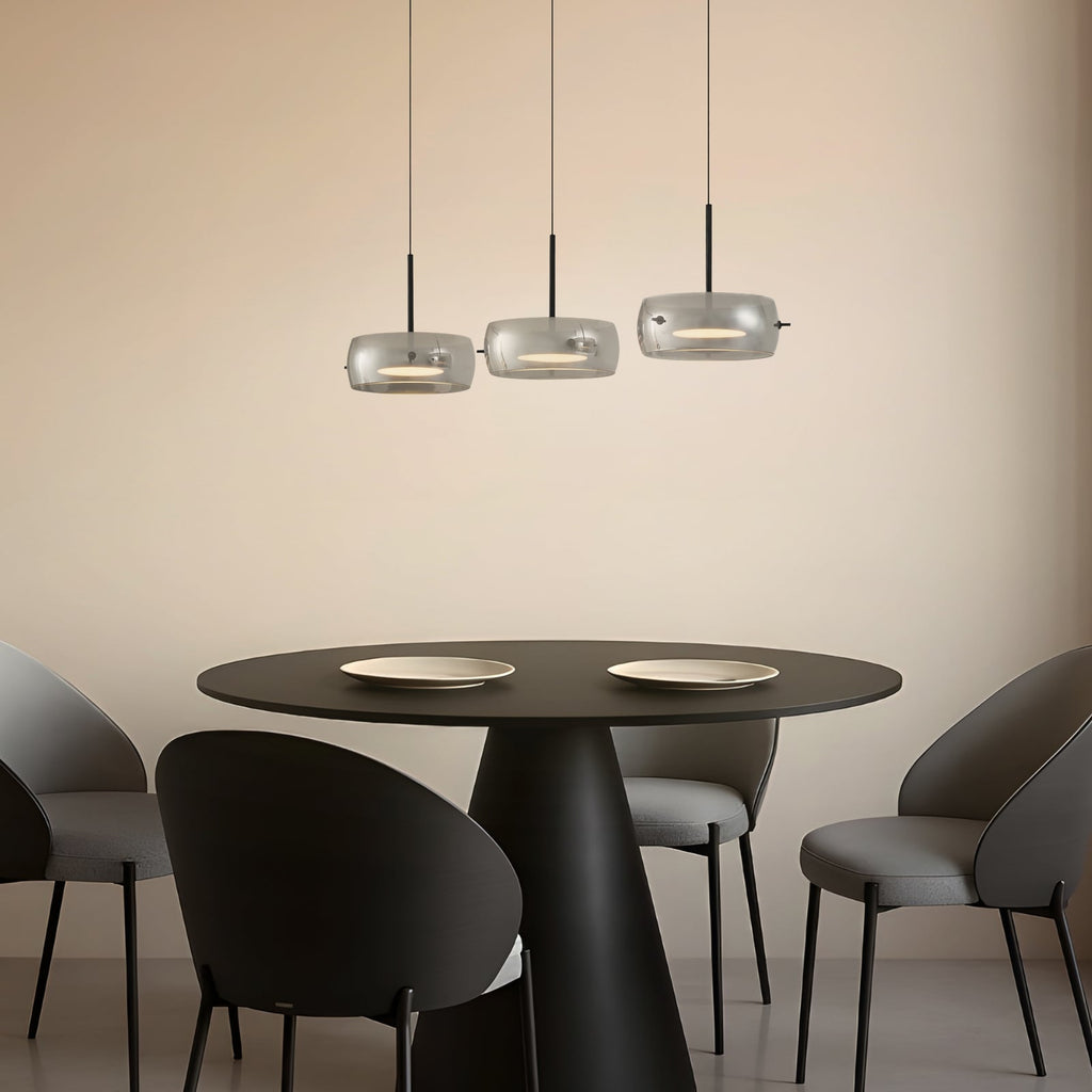 LED pendellampe Martis 3-lys svart glass step-dim 80 cm bakside