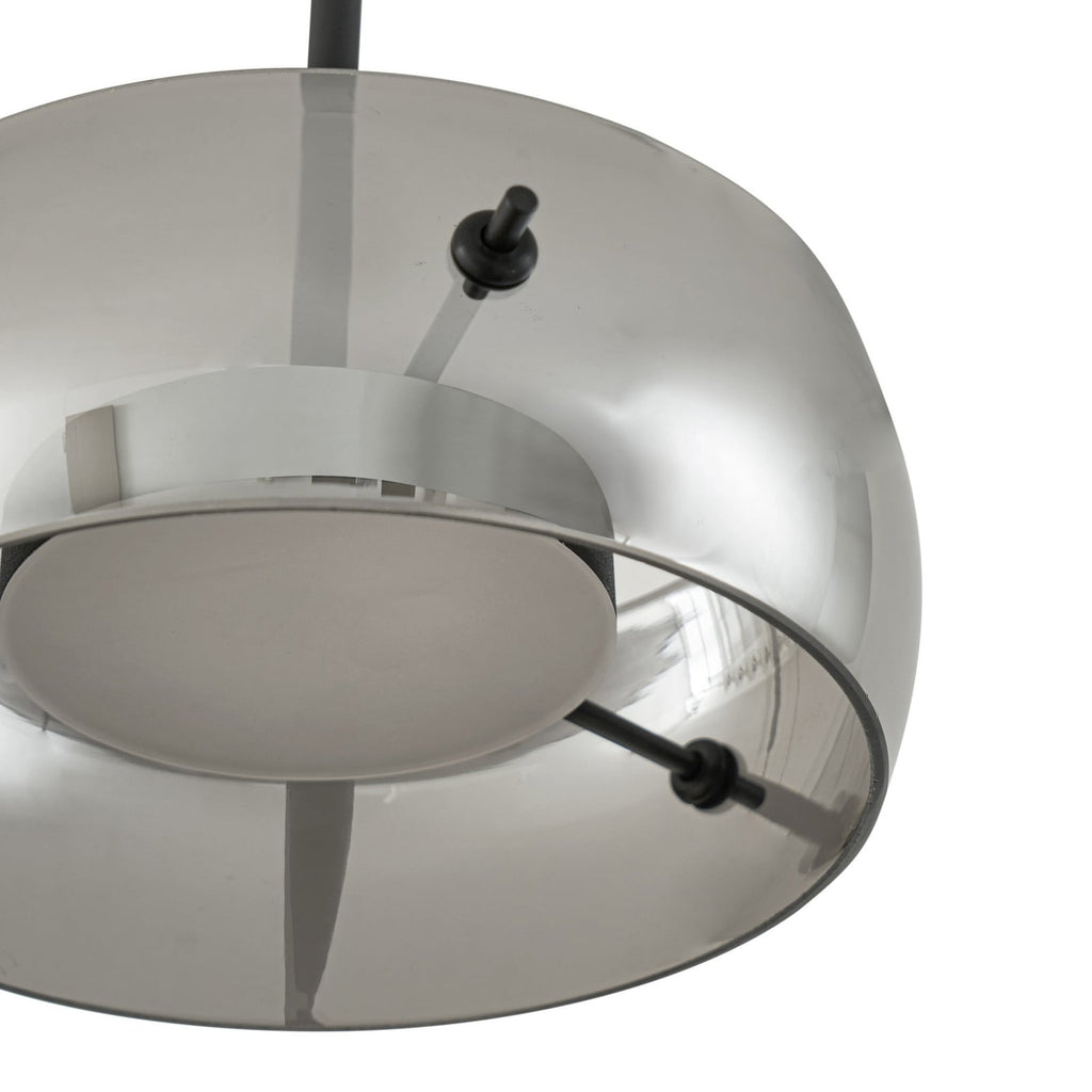 LED pendellampe Martis 3-lys svart glass step-dim sideprofil