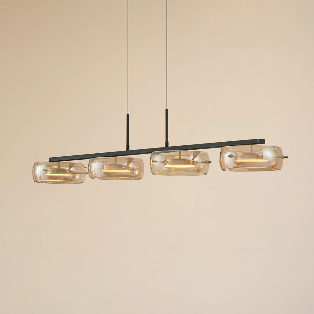 LED pendellampe Martis 4-lys glass amber dimbar 117 cm forfra