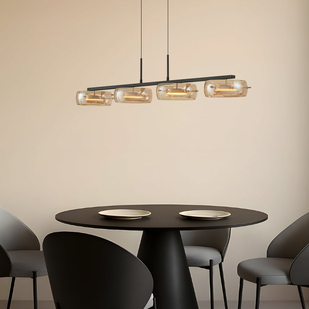 LED pendellampe Martis 4-lys glass amber dimbar 117 cm bakside