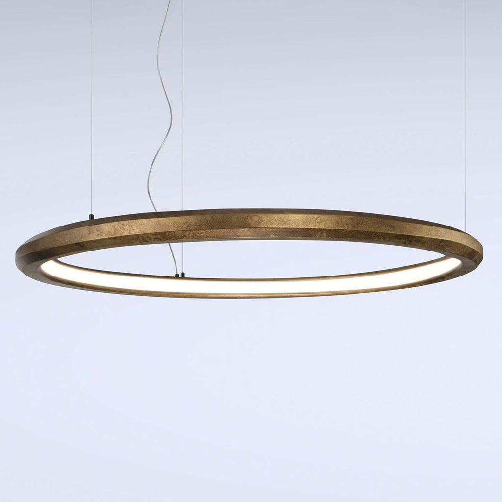 LED pendellampe Materica betong messingfinish foran