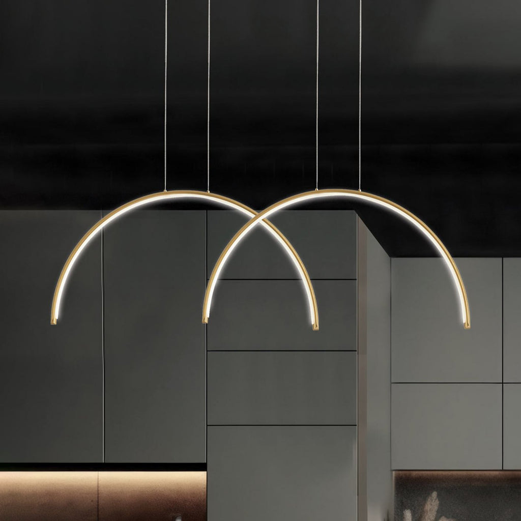 LED pendellampe Megan gullfarget 2-lys forfra