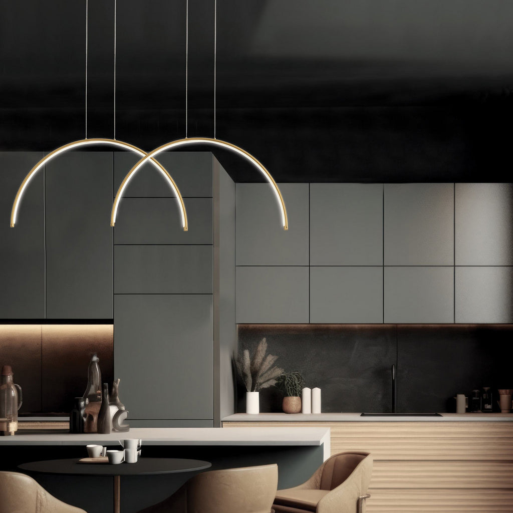 LED pendellampe Megan gullfarget 2-lys bakside