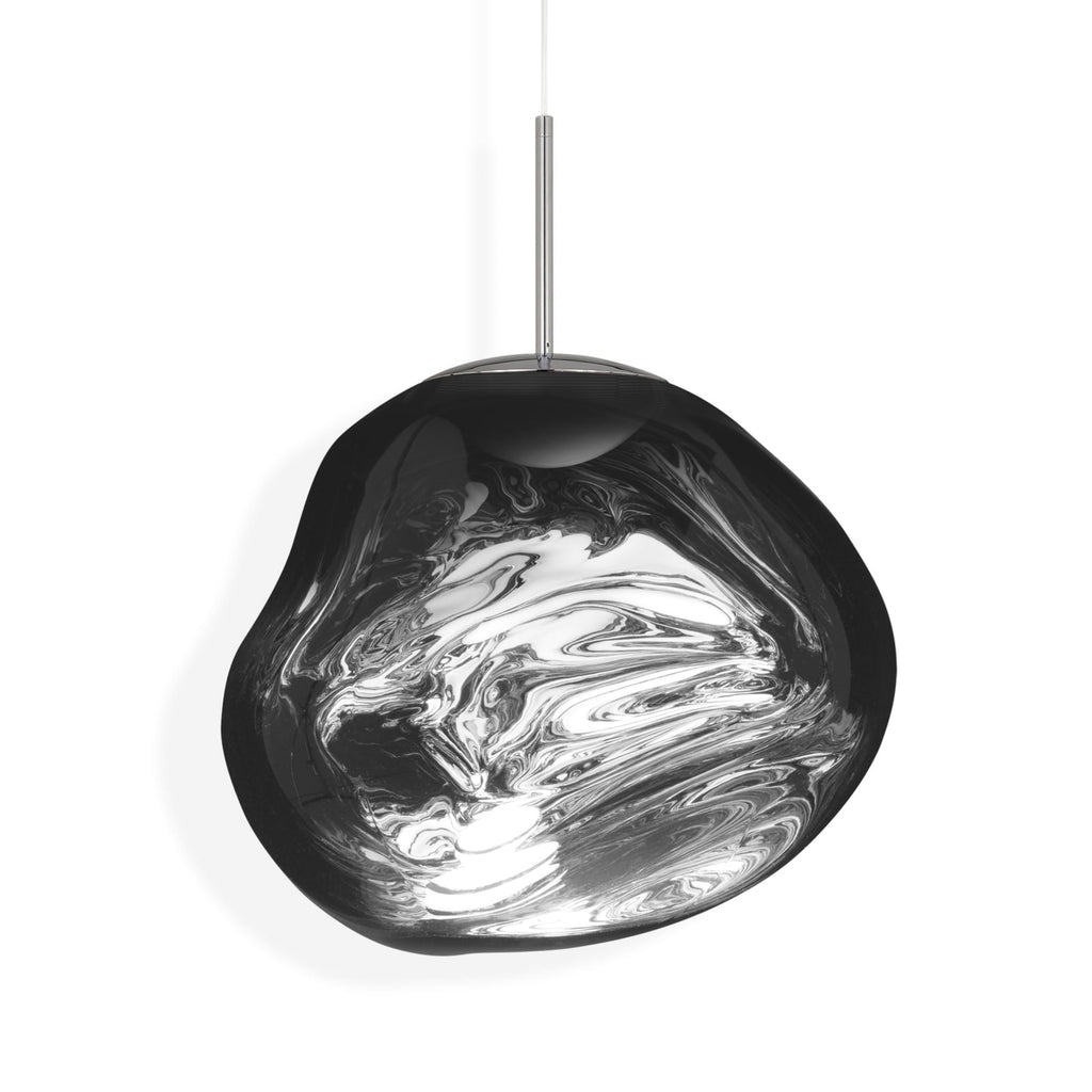Detalj av LED pendellampe Melt dimbar Ø50 cm krom plast