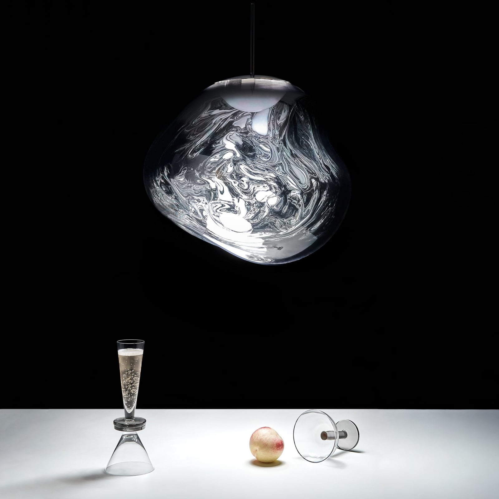 LED pendellampe Melt dimbar Ø50 cm krom plast forfra