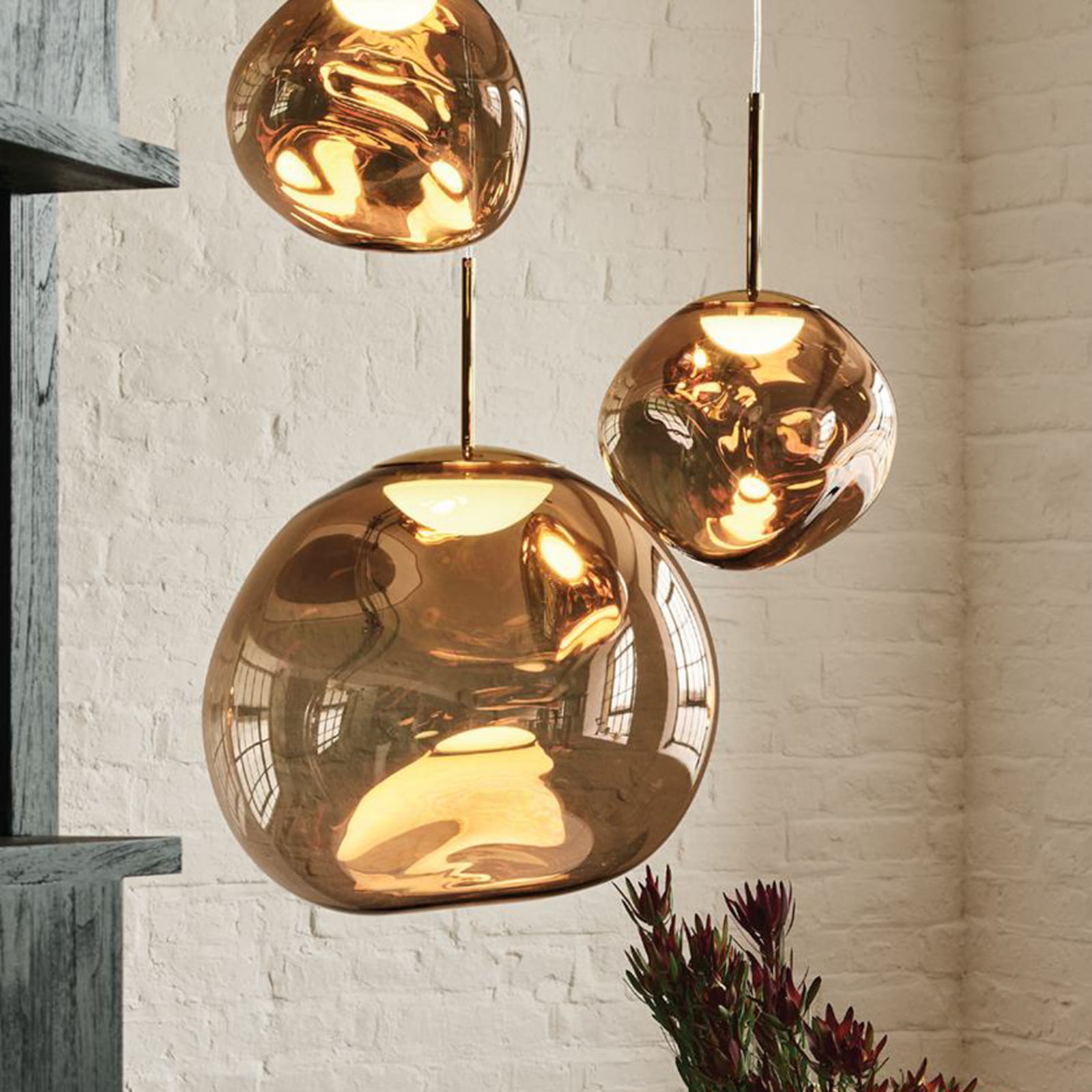 LED pendellampe Melt gull Ø50 cm dimbar 3000K forfra