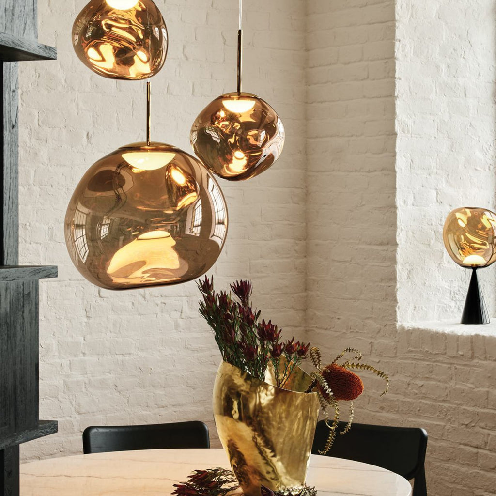 LED pendellampe Melt gull Ø50 cm dimbar 3000K bakside