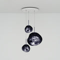 LED pendellampe Melt Trio Round 3-lys dimbar røykgrå Ø81 cm fra Tom Dixon vist forfra