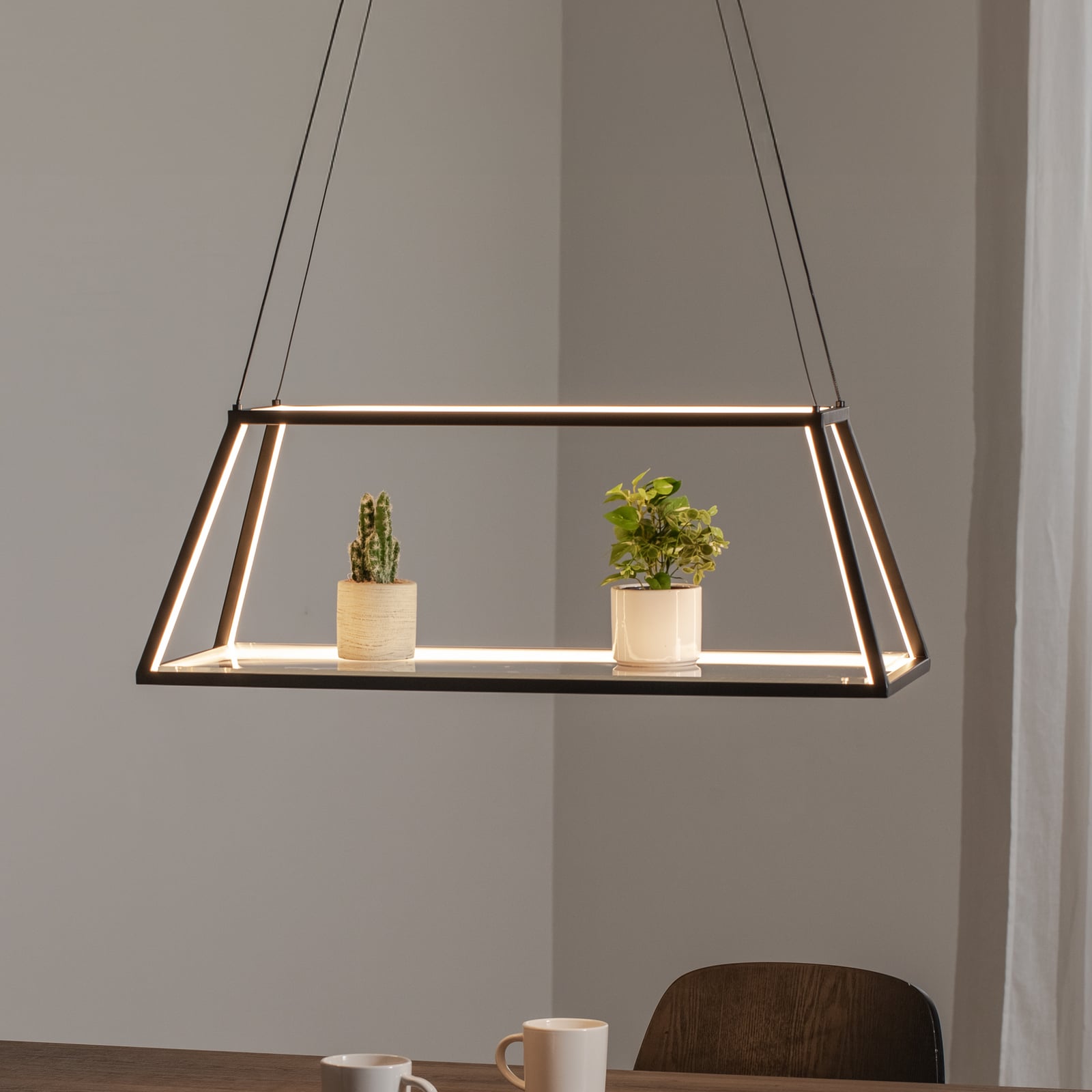 LED pendellampe Mensola aluminium dimbar svart 75 cm forfra