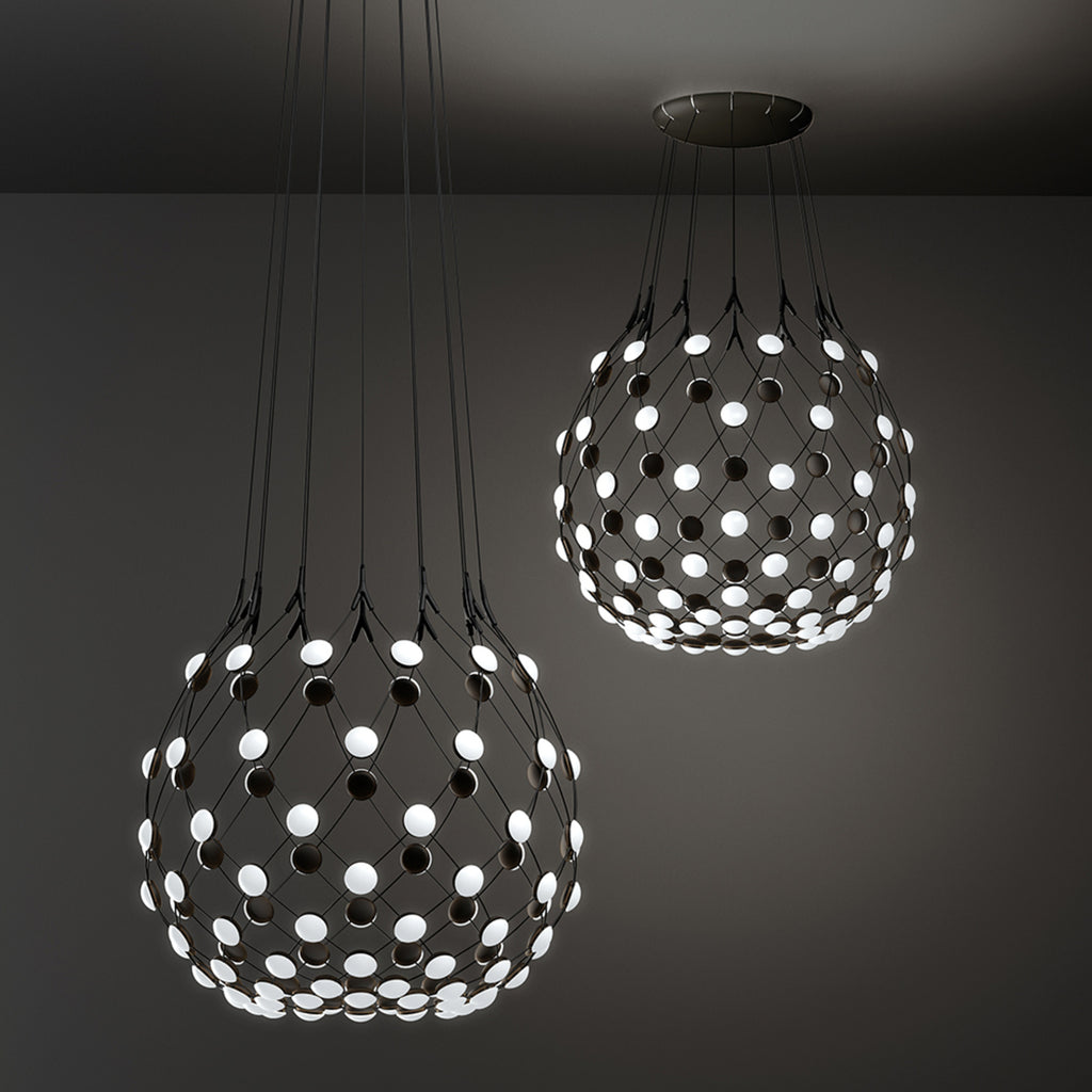 Oversikt av LED pendellampe Mesh dimbar Ø100 cm 64W varmhvit fra Luceplan