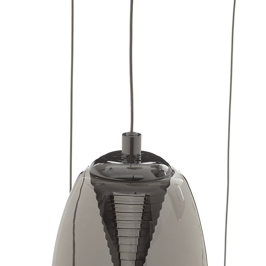 LED pendellampe Metropolis 5-lys røykglass dimbar Ø33 cm svingbar arm