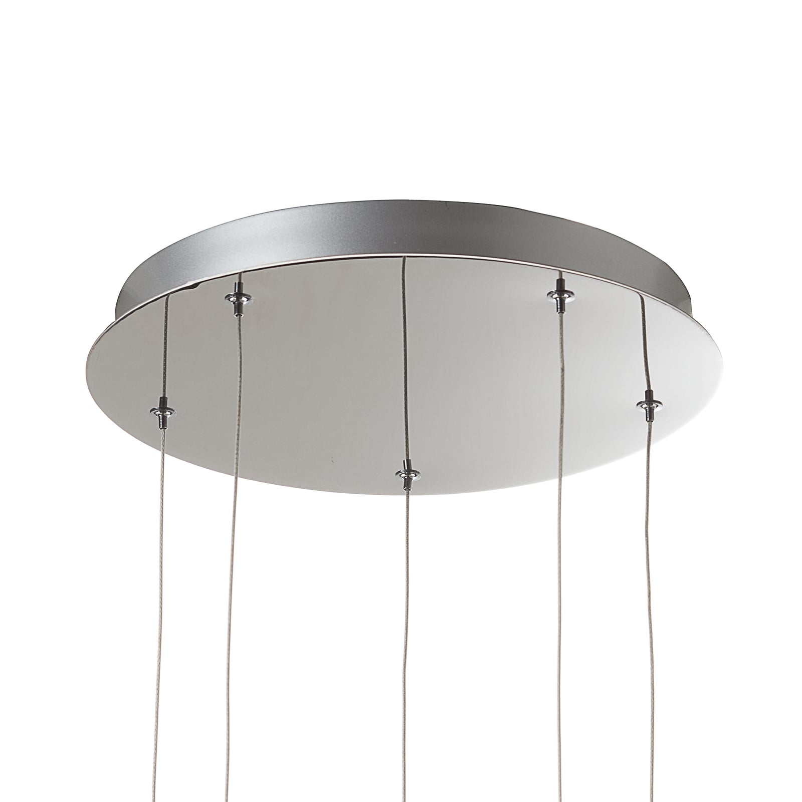 LED pendellampe Metropolis 5-lys røykglass dimbar Ø33 cm metall og glass detalj