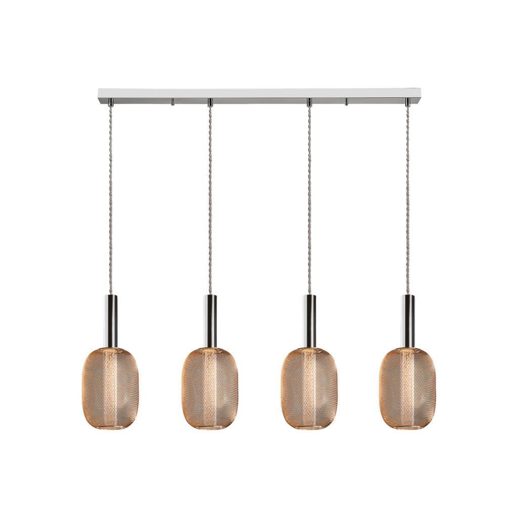 LED pendellampe Micron 4-lys krom/gull detalj av skjerm