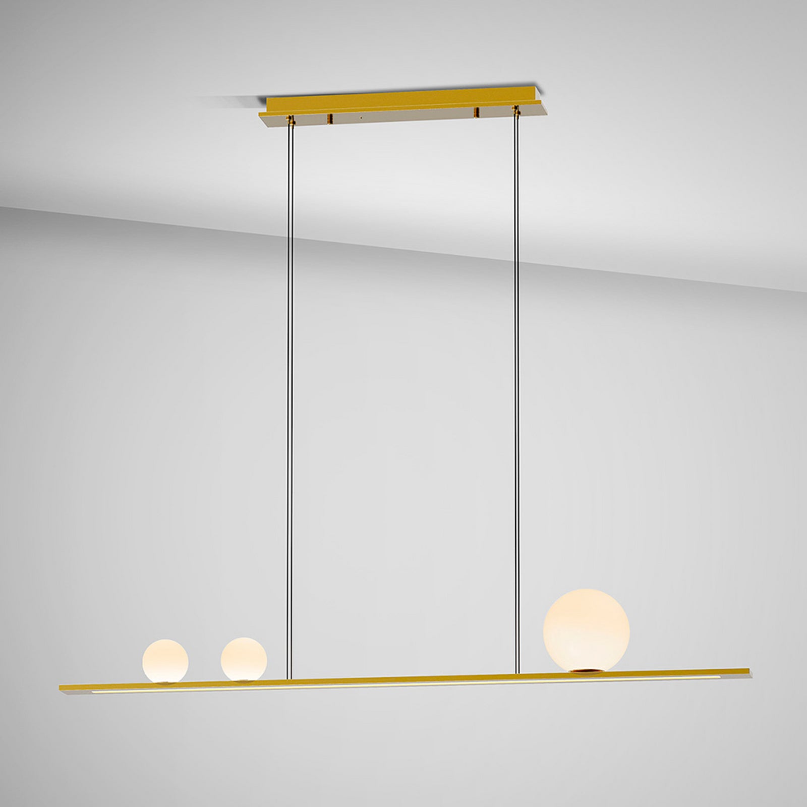 LED pendellampe Mila 3-lys gull aluminium 120 cm dimbar montert