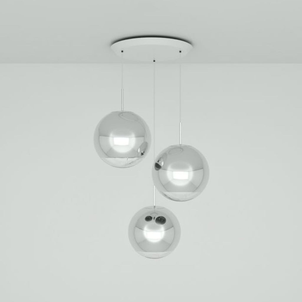 LED pendellampe Mirror Ball 3-lys dimbar krom forfra