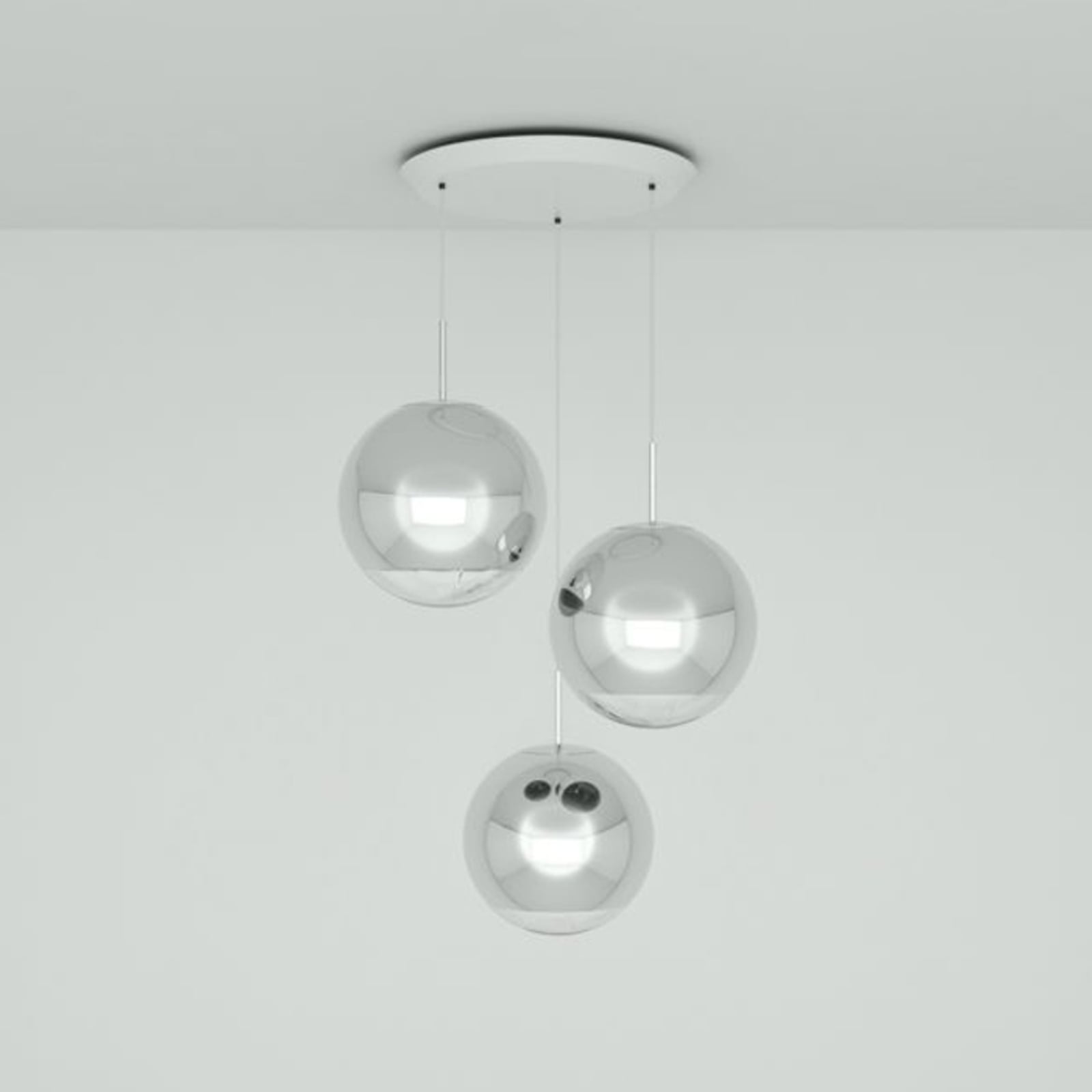 LED pendellampe Mirror Ball 3-lys dimbar krom forfra
