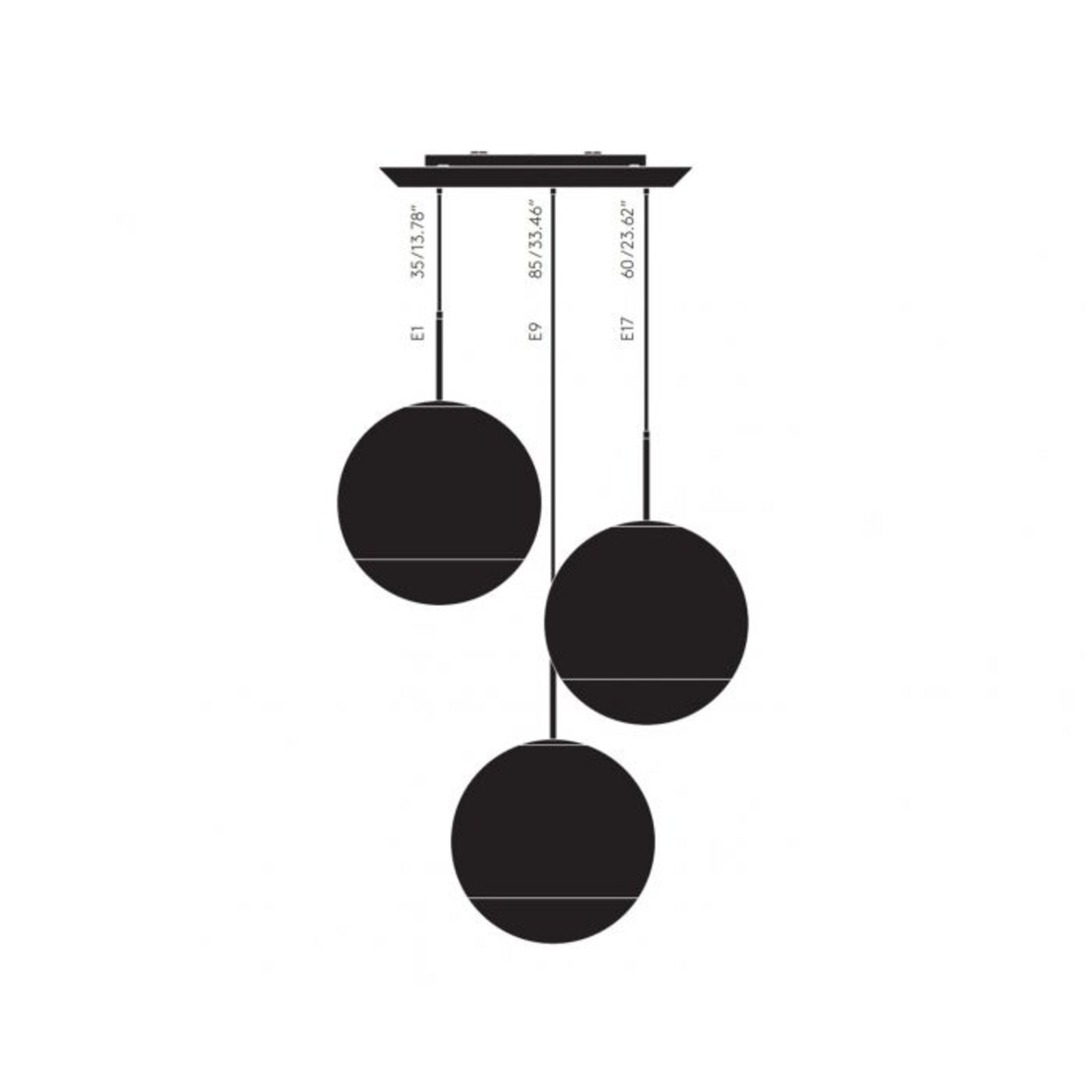 LED pendellampe Mirror Ball 3-lys dimbar krom bakside