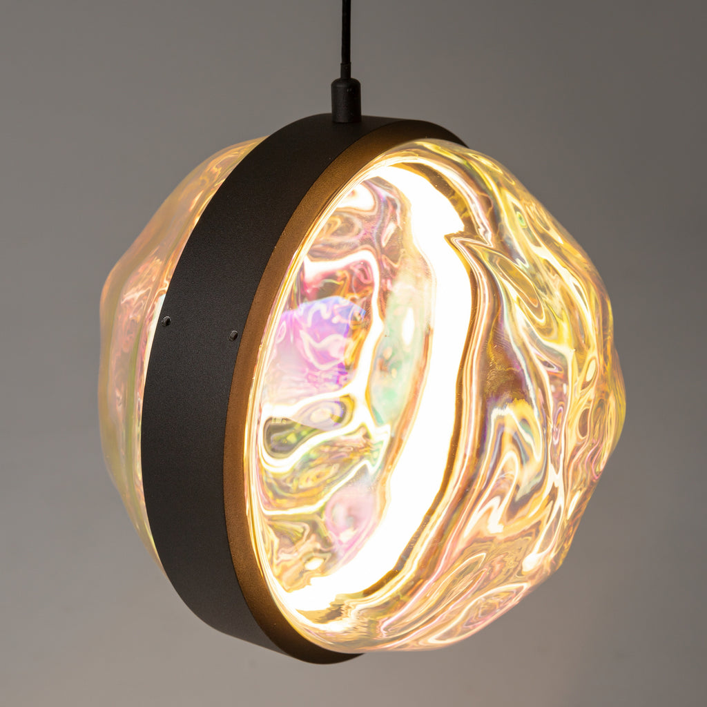 LED pendellampe Misterio dimbar svart/multi detalj av glass og metall