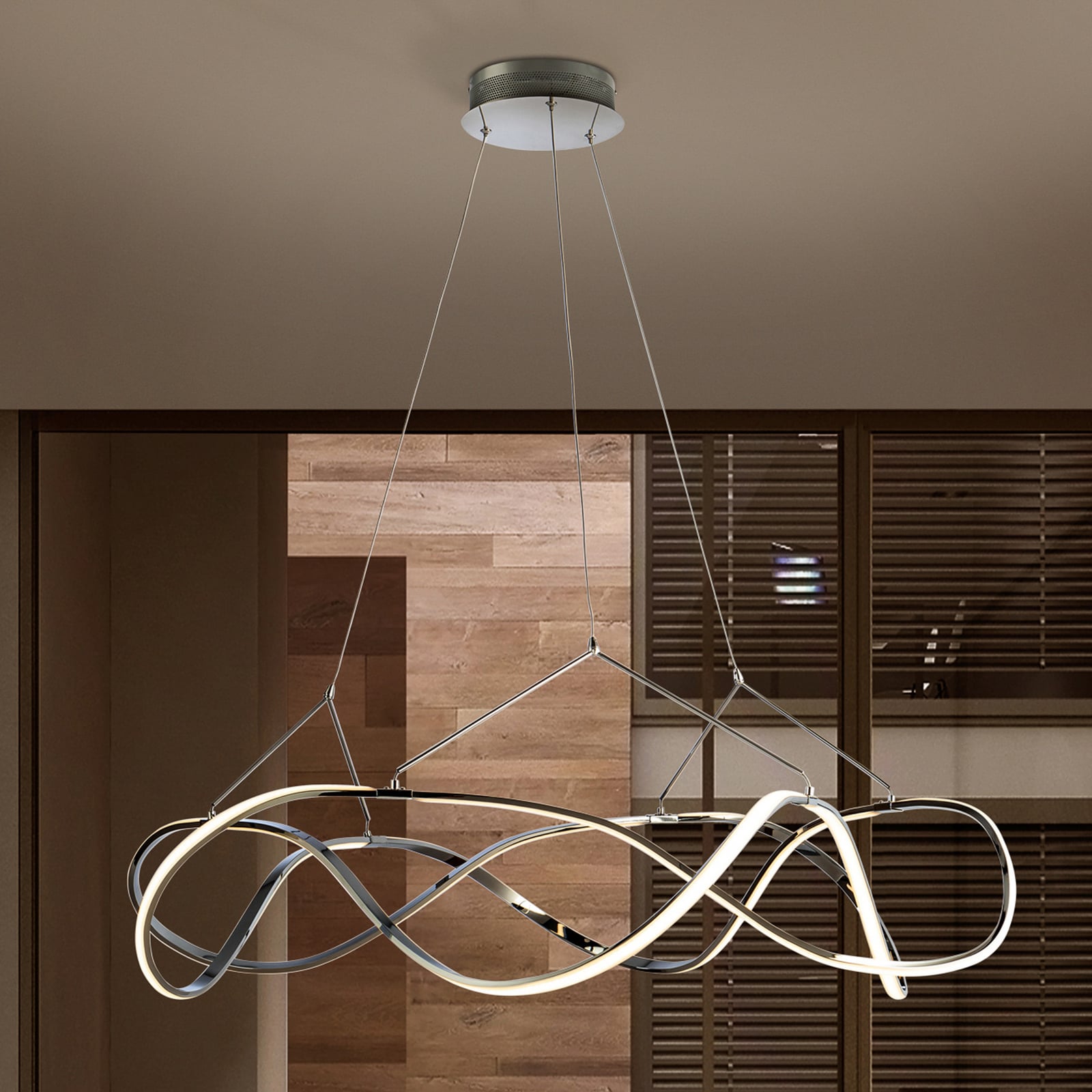 LED pendellampe Molly dimbar krom Ø110 cm 63W forfra