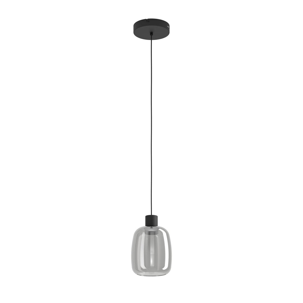 LED pendellampe Molochio-Z svart/krom glass Ø18 cm nærbilde av lampe