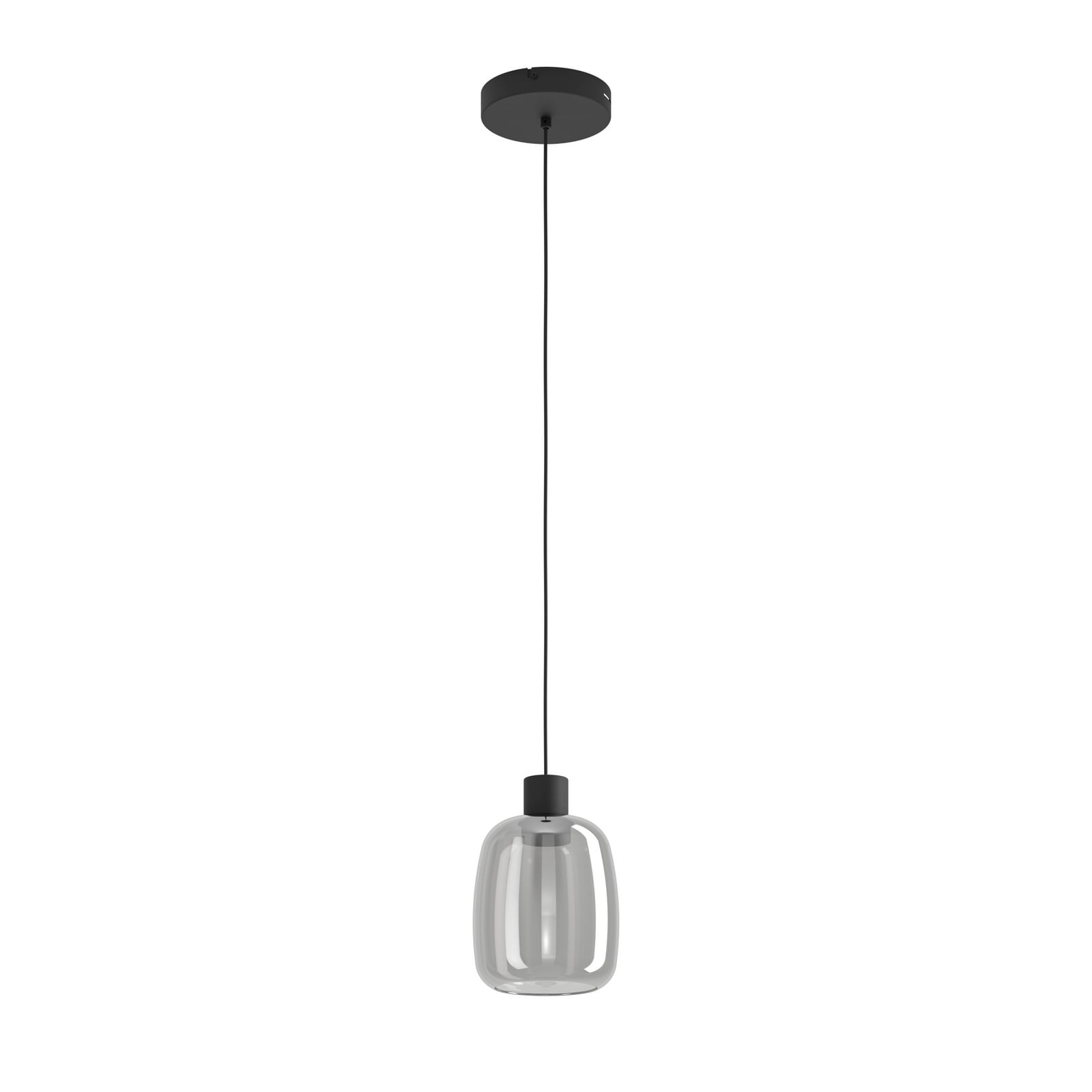 LED pendellampe Molochio-Z svart/krom glass Ø18 cm nærbilde av lampe