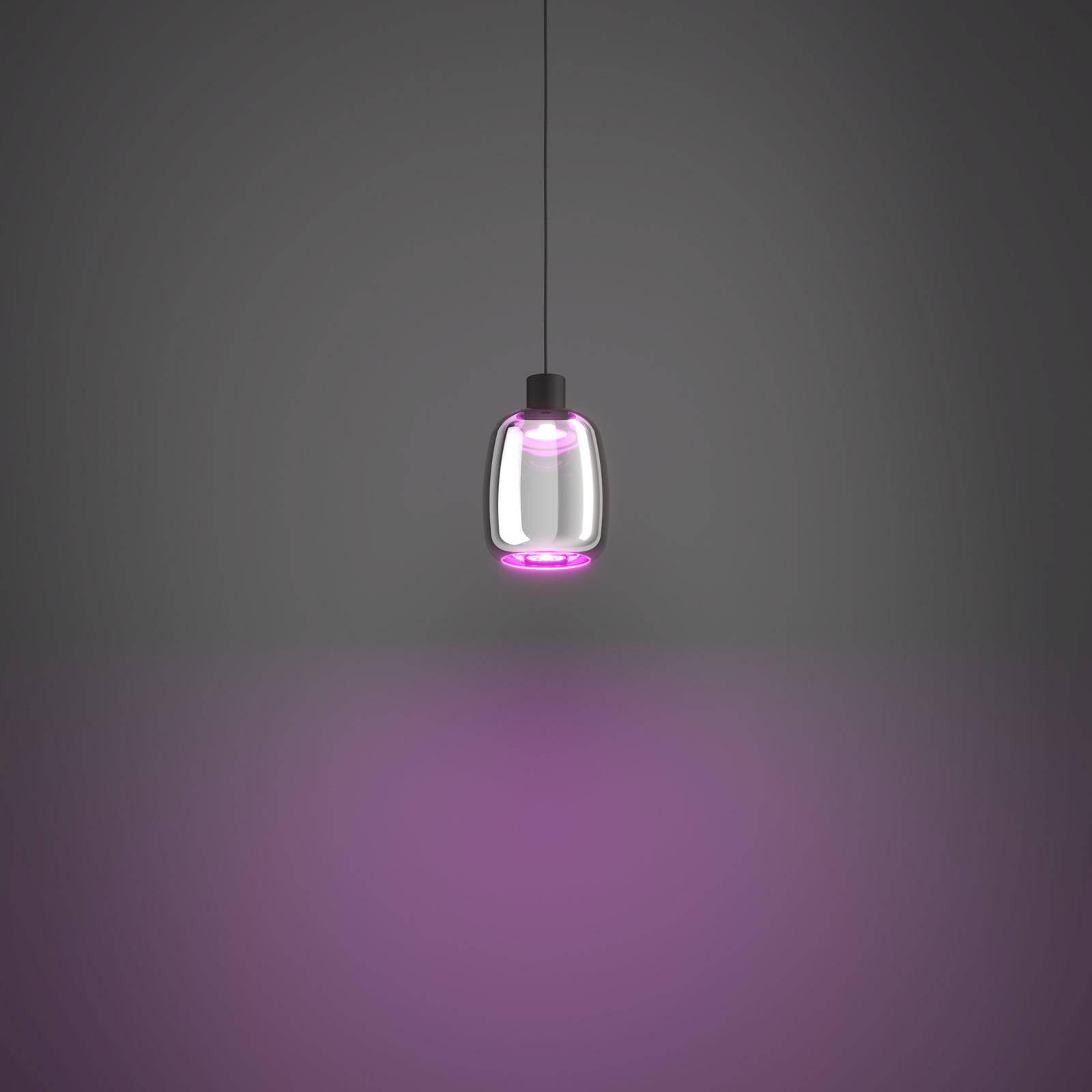 LED pendellampe Molochio-Z svart/krom glass Ø18 cm fjernkontroll app styring