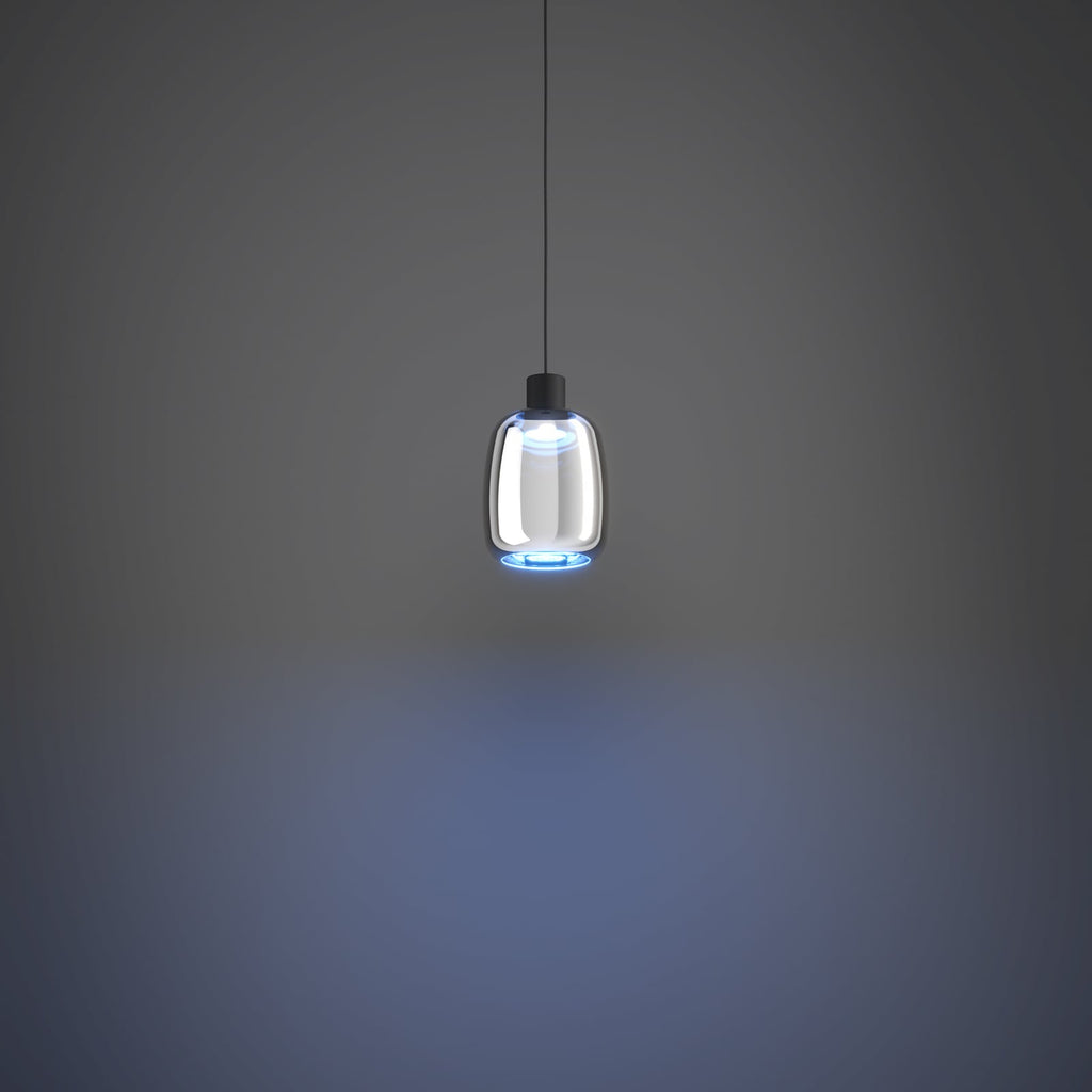 LED pendellampe Molochio-Z svart/krom glass Ø18 cm lys i forskjellige farger
