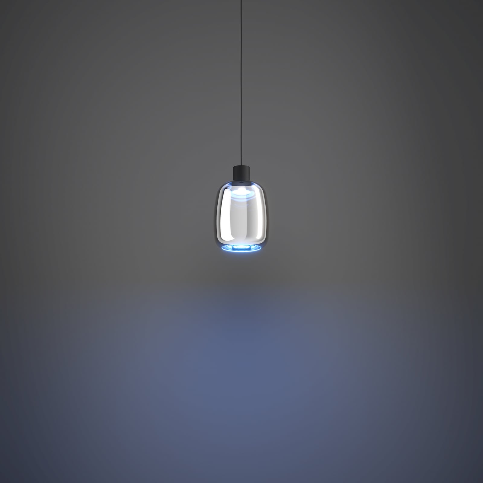 LED pendellampe Molochio-Z svart/krom glass Ø18 cm lys i forskjellige farger
