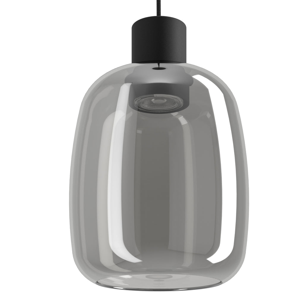 LED pendellampe Molochio-Z svart/krom glass Ø18 cm detalj av lampearm