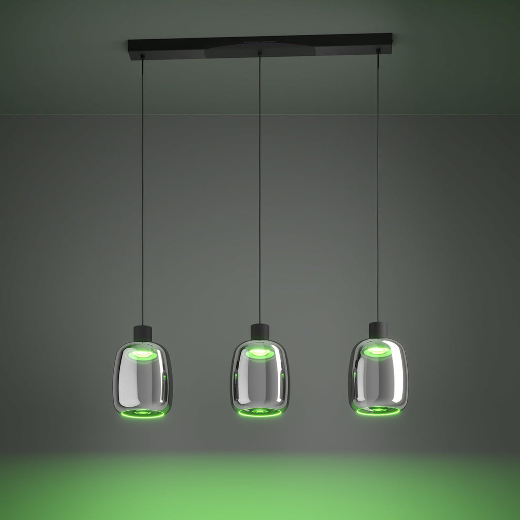 Nærbilde av LED pendellampe Molochio-Z 3-lys glass dimbar RGB CCT EGLO