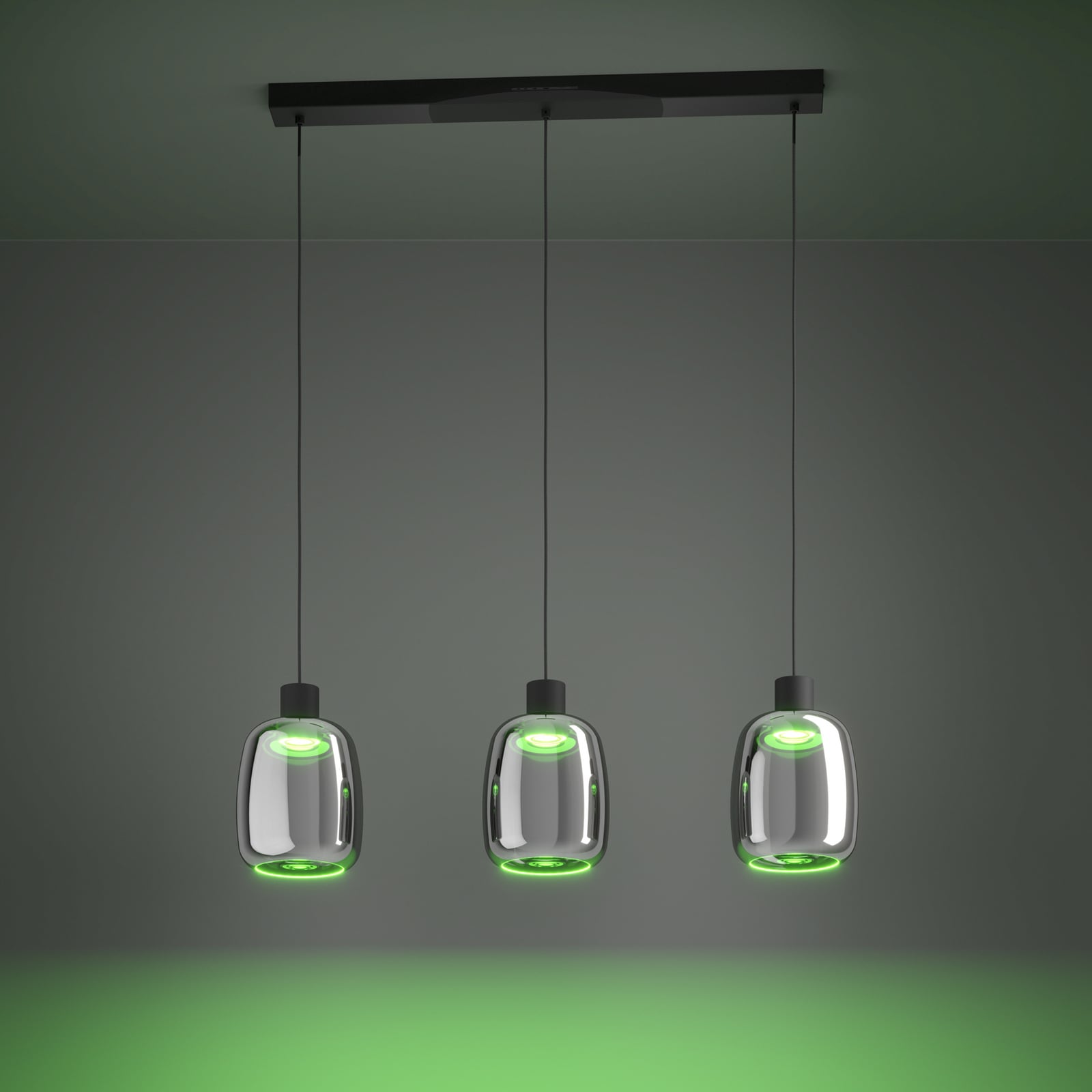 Nærbilde av LED pendellampe Molochio-Z 3-lys glass dimbar RGB CCT EGLO