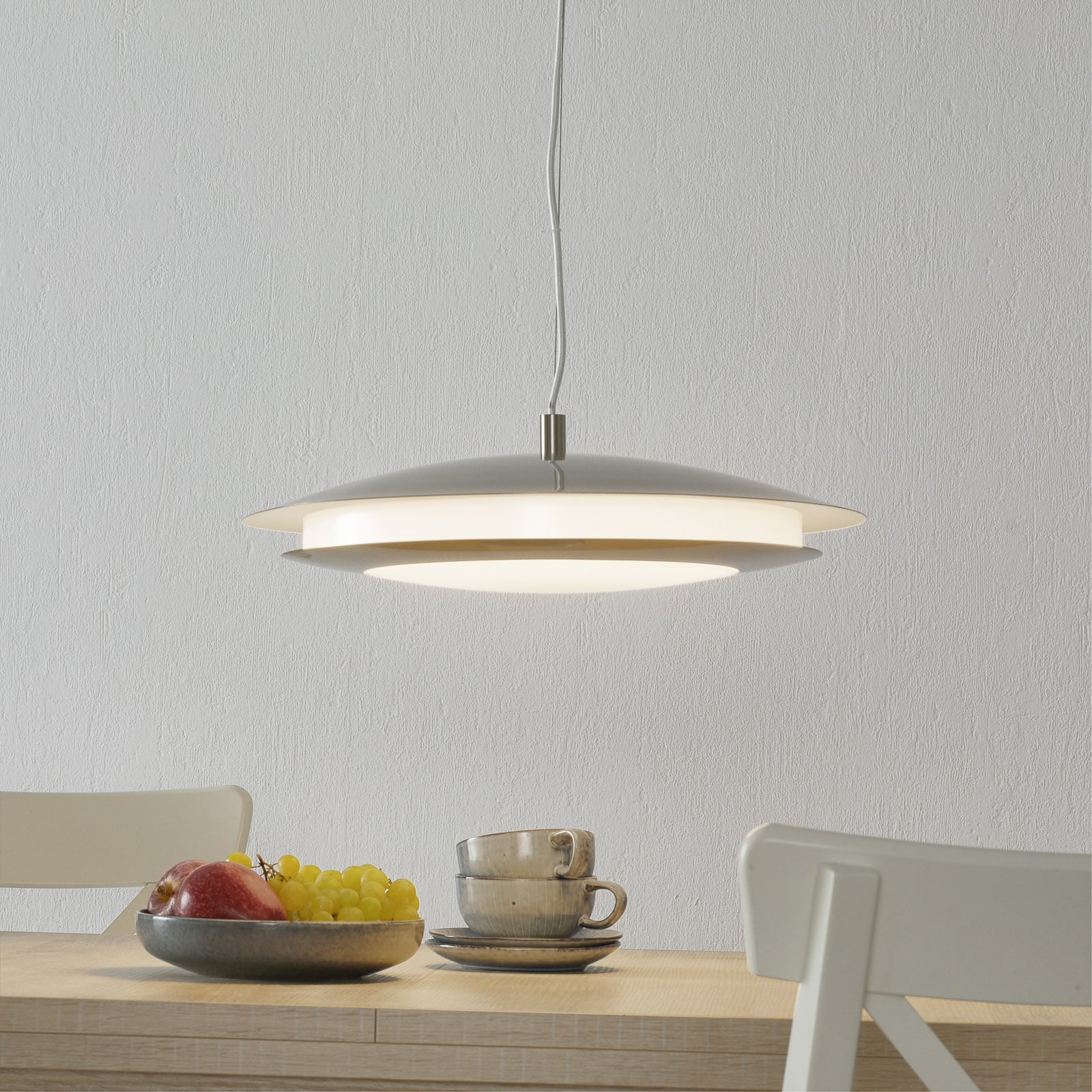 LED pendellampe Moneva-C matt nikkel forfra