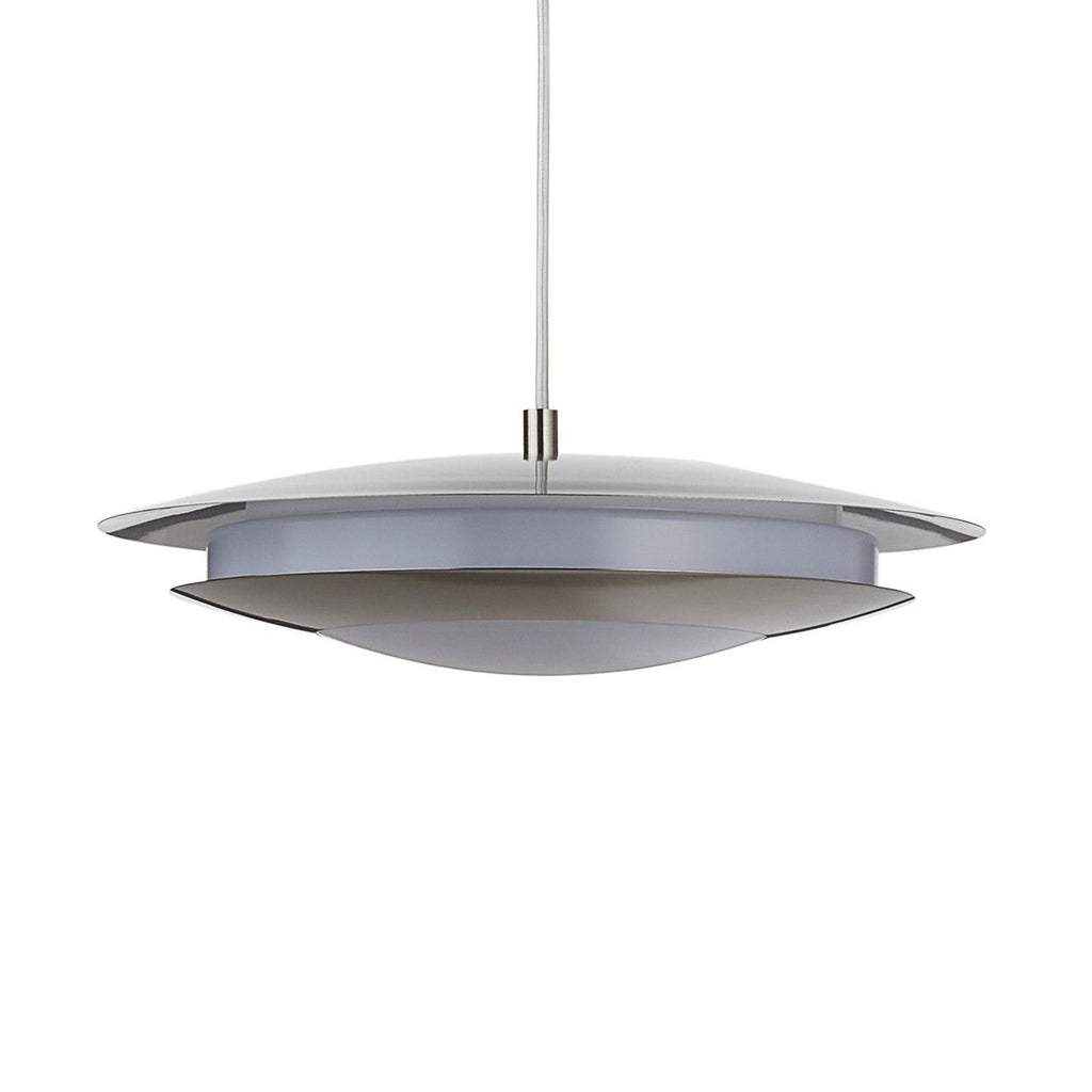 Montert LED pendellampe Moneva-C matt nikkel Ø40,5 cm i rom