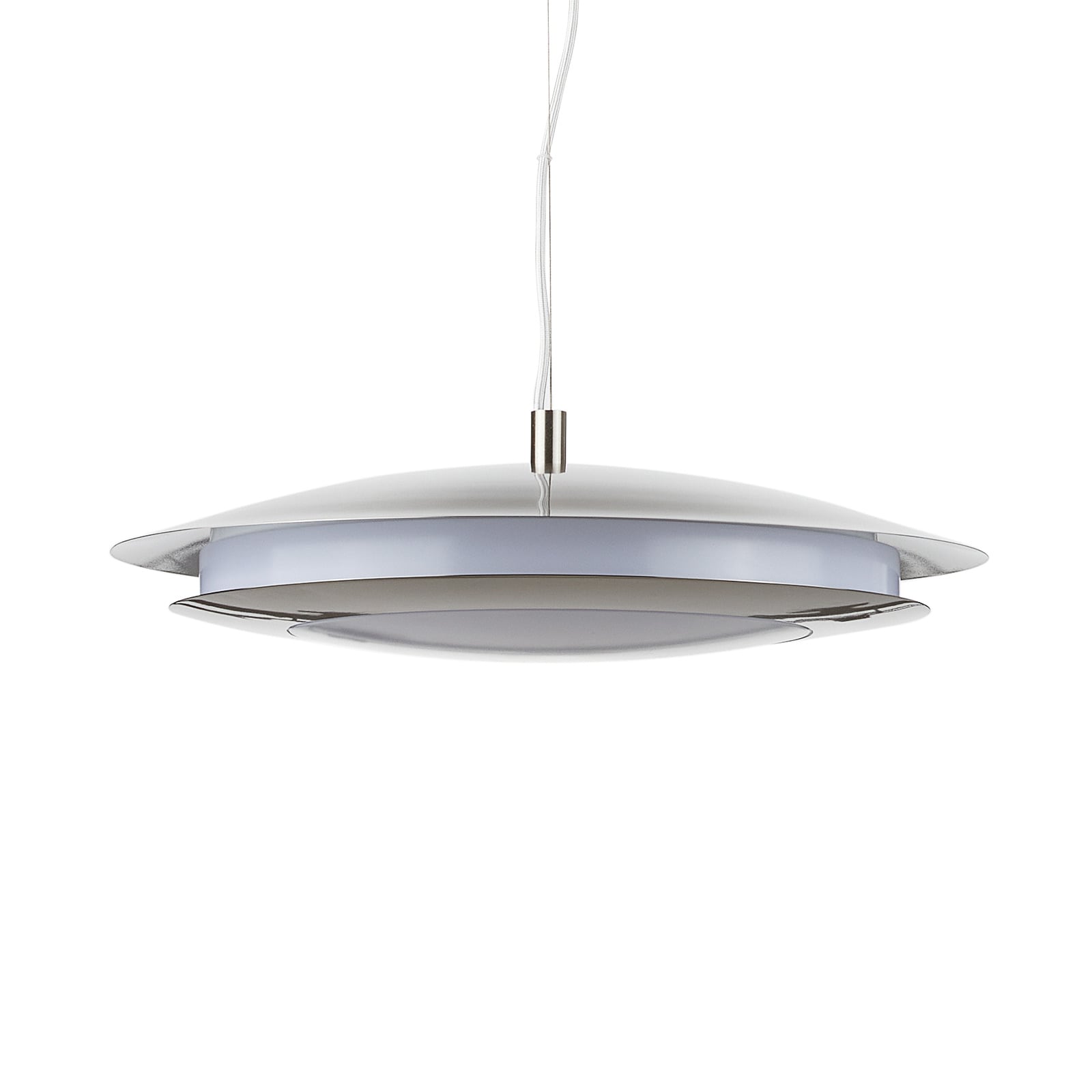 LED pendellampe Moneva-C matt nikkel montert i rom