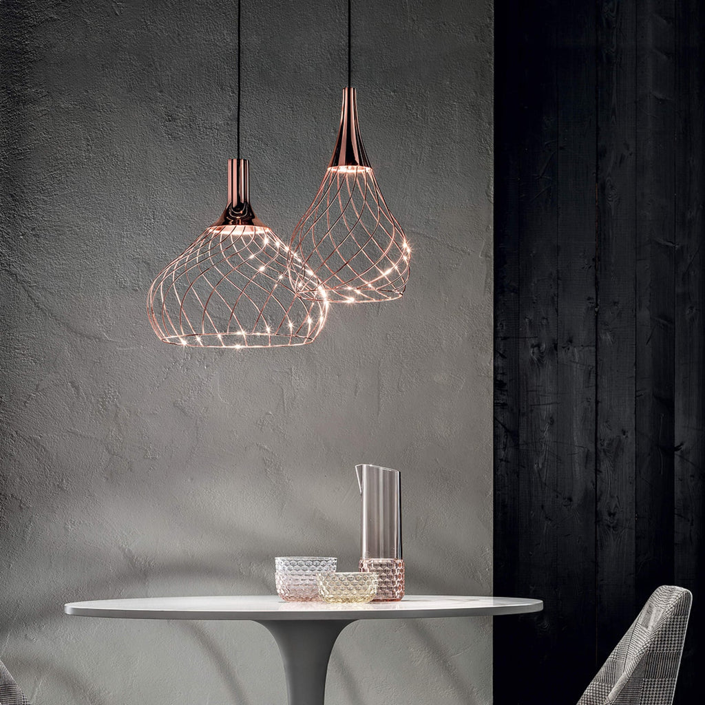 Detalj av LED pendellampe Mongolfier_P1 dimbar kobber