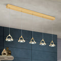 LED pendellampe Moon 5-lys gull krystall 100 cm dimbar forfra
