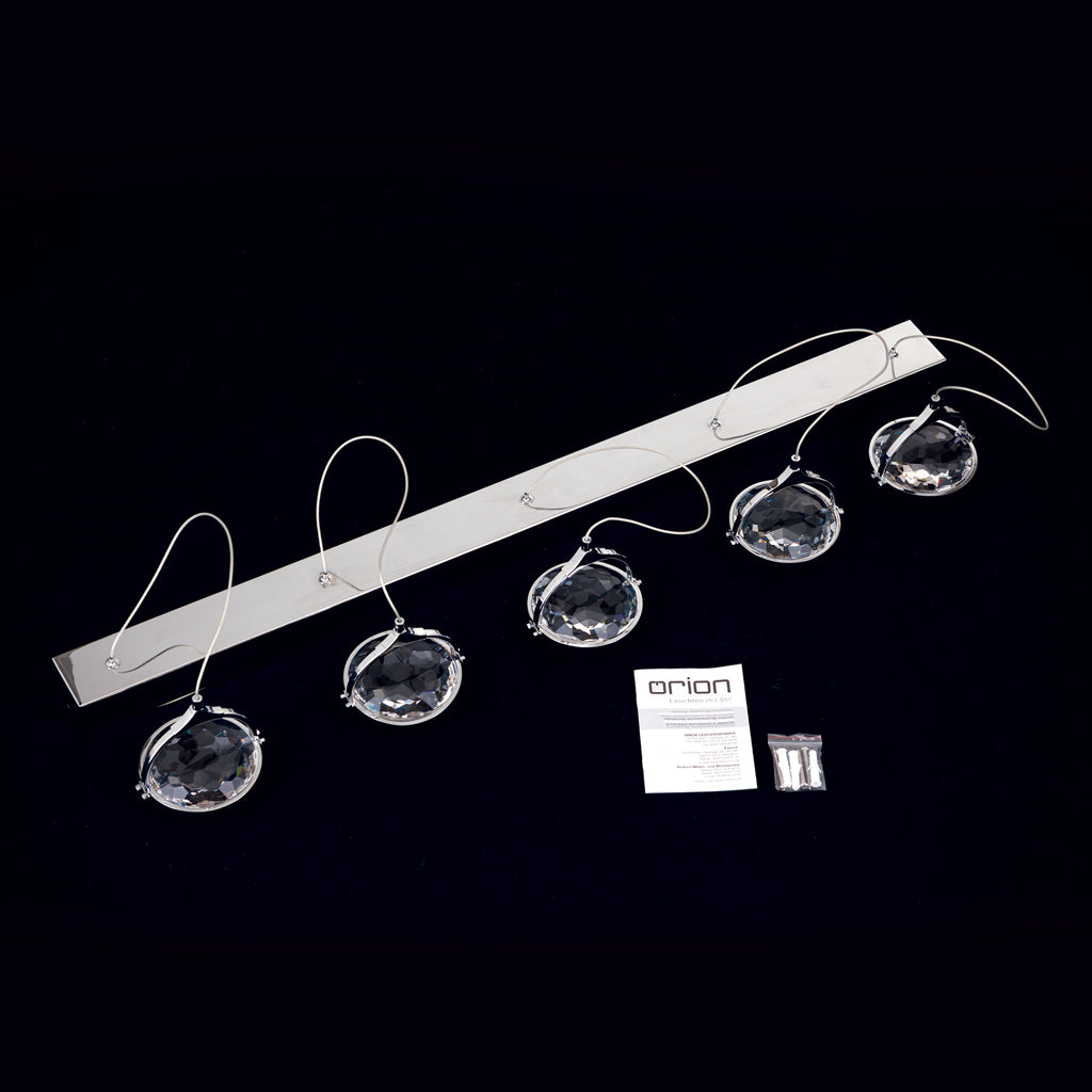LED pendellampe Moon 5-lys krystall krom 100 cm dimbar med LED-lys på
