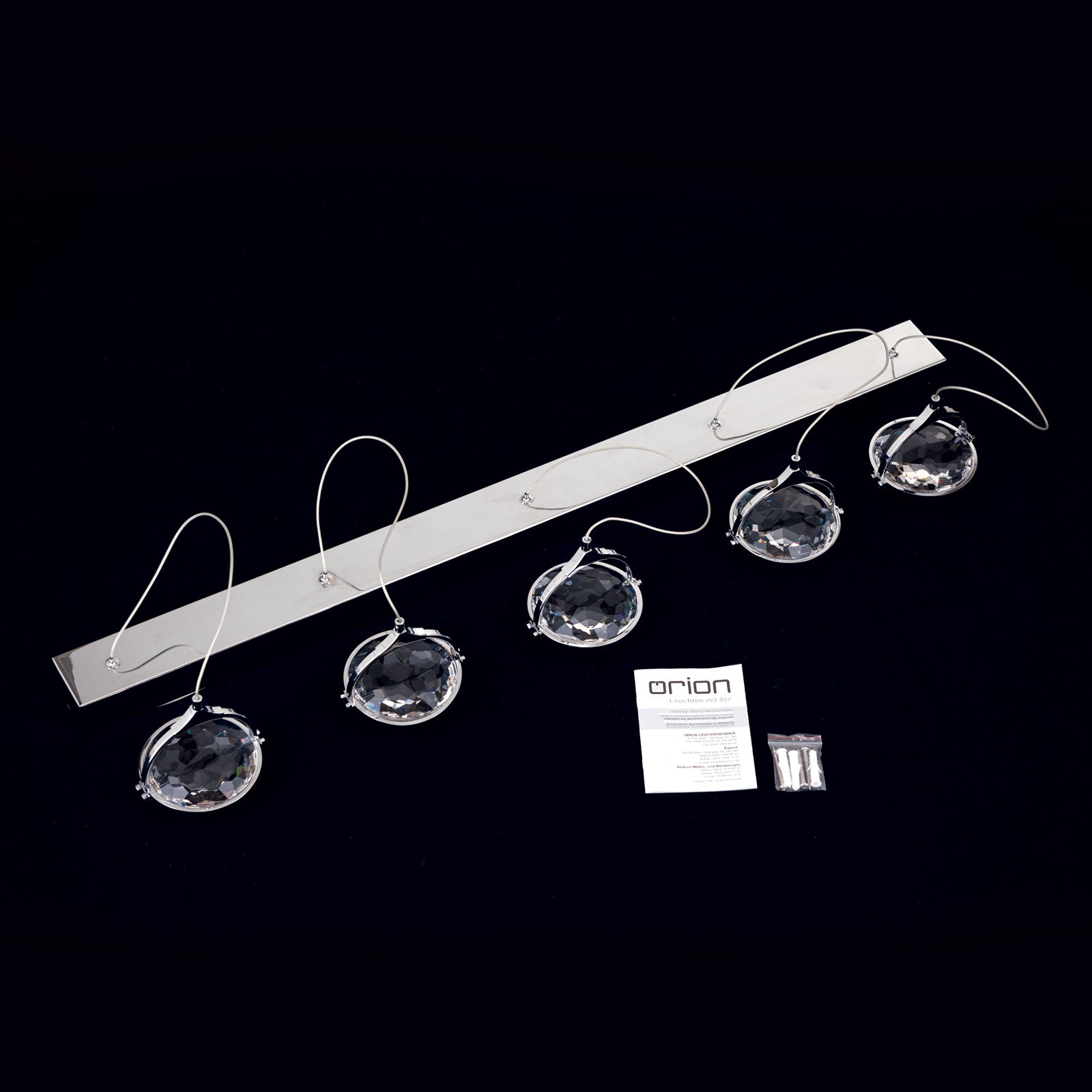 LED pendellampe Moon 5-lys krystall krom 100 cm dimbar med LED-lys på