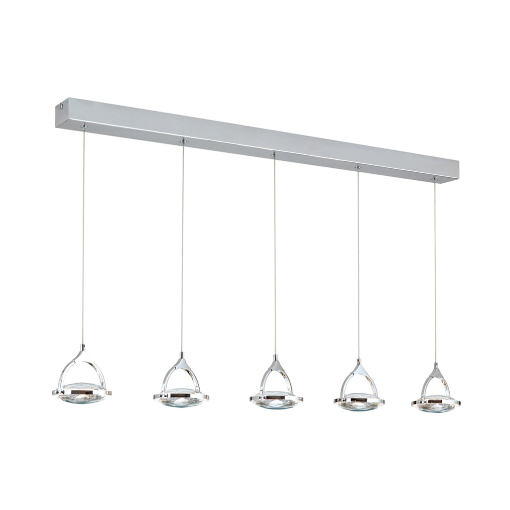 LED pendellampe Moon 5-lys krystall krom 100 cm dimbar sideprofil
