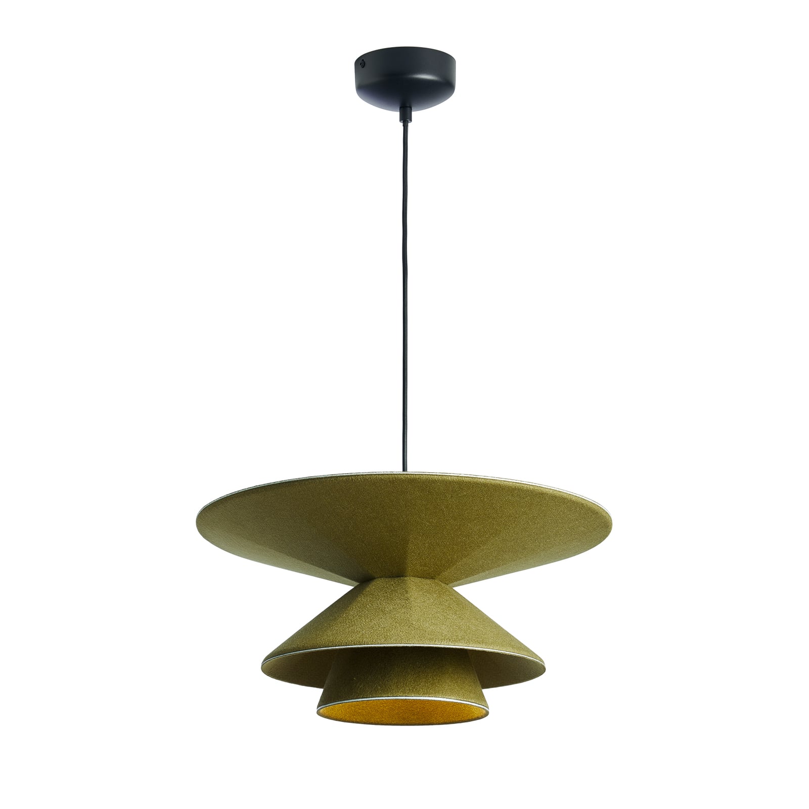LED pendellampe Morphic filt grønn Ø50 cm dimbar montert i rom