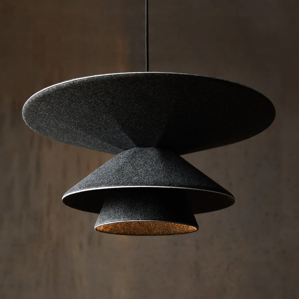 LED pendellampe Morphic filt svart Ø50 cm dimbar 12W detalj