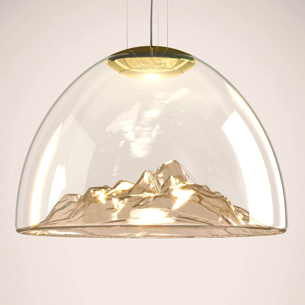 LED pendellampe Mountain View amber/gull glass forfra