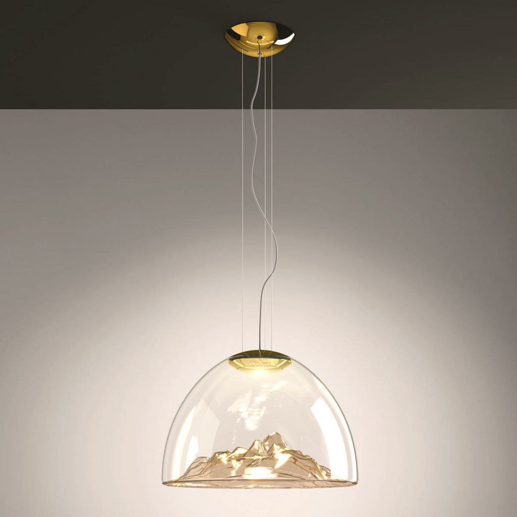 LED pendellampe Mountain View amber/gull glass bakside